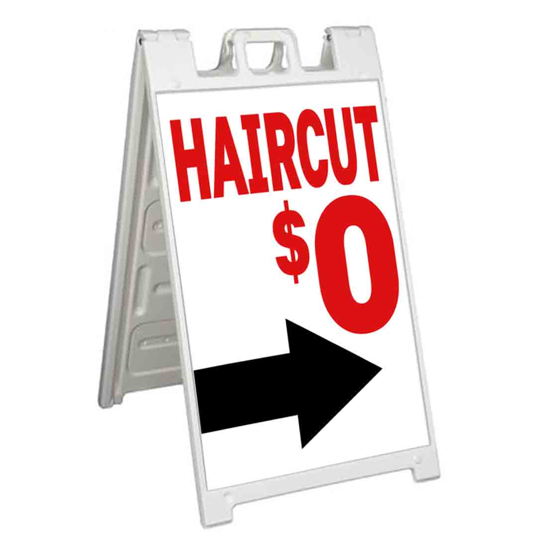 HAIRCUT $0 RIGHT ARROW Signicade 24×36 Aframe Sidewalk Sign Banner Decal