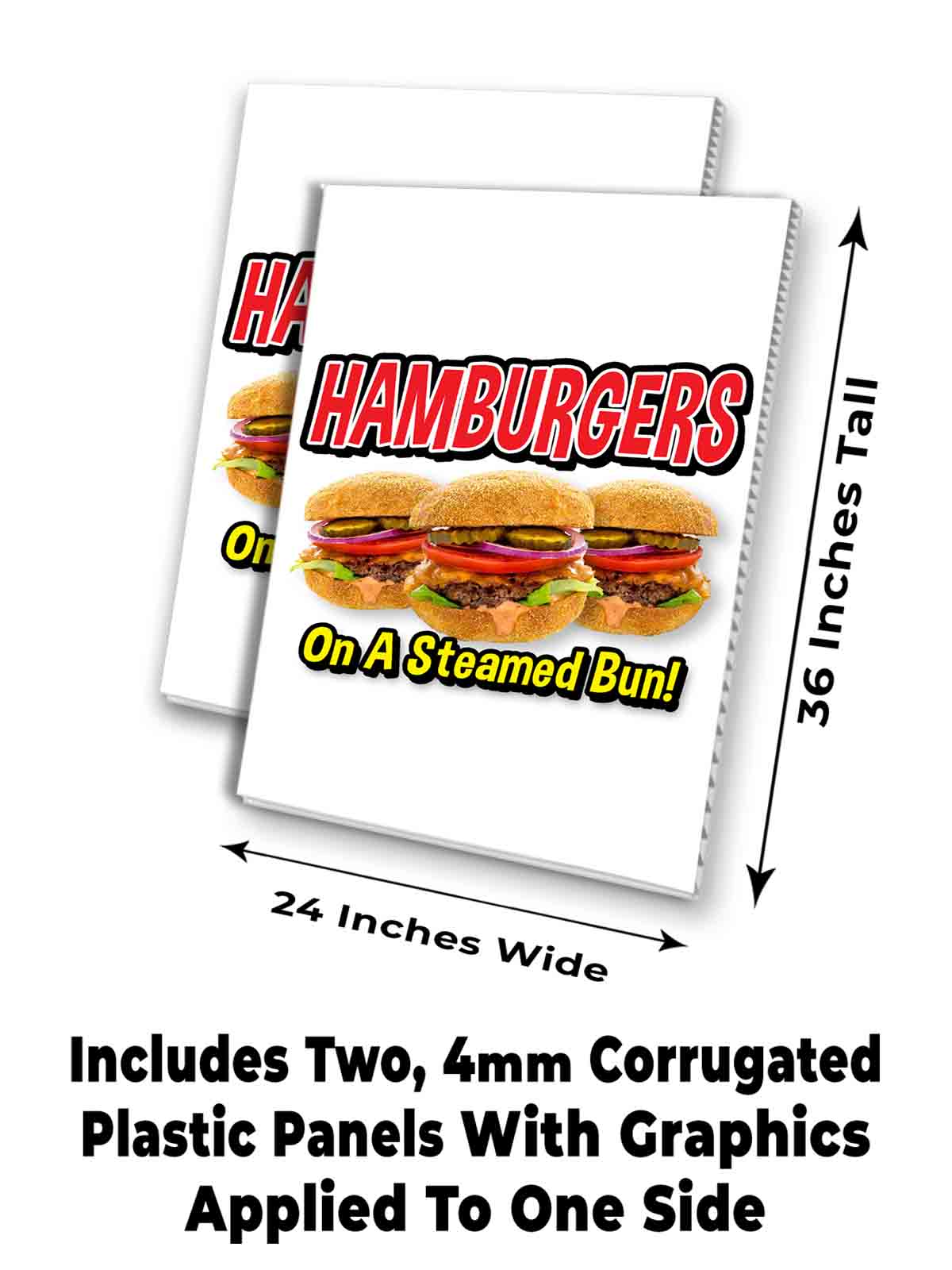 Hamburger auf einem gedämpften Brötchen Signikade 24x36 Aframe Gehweg Schild Banner Aufkleber - Bild 7 von 9