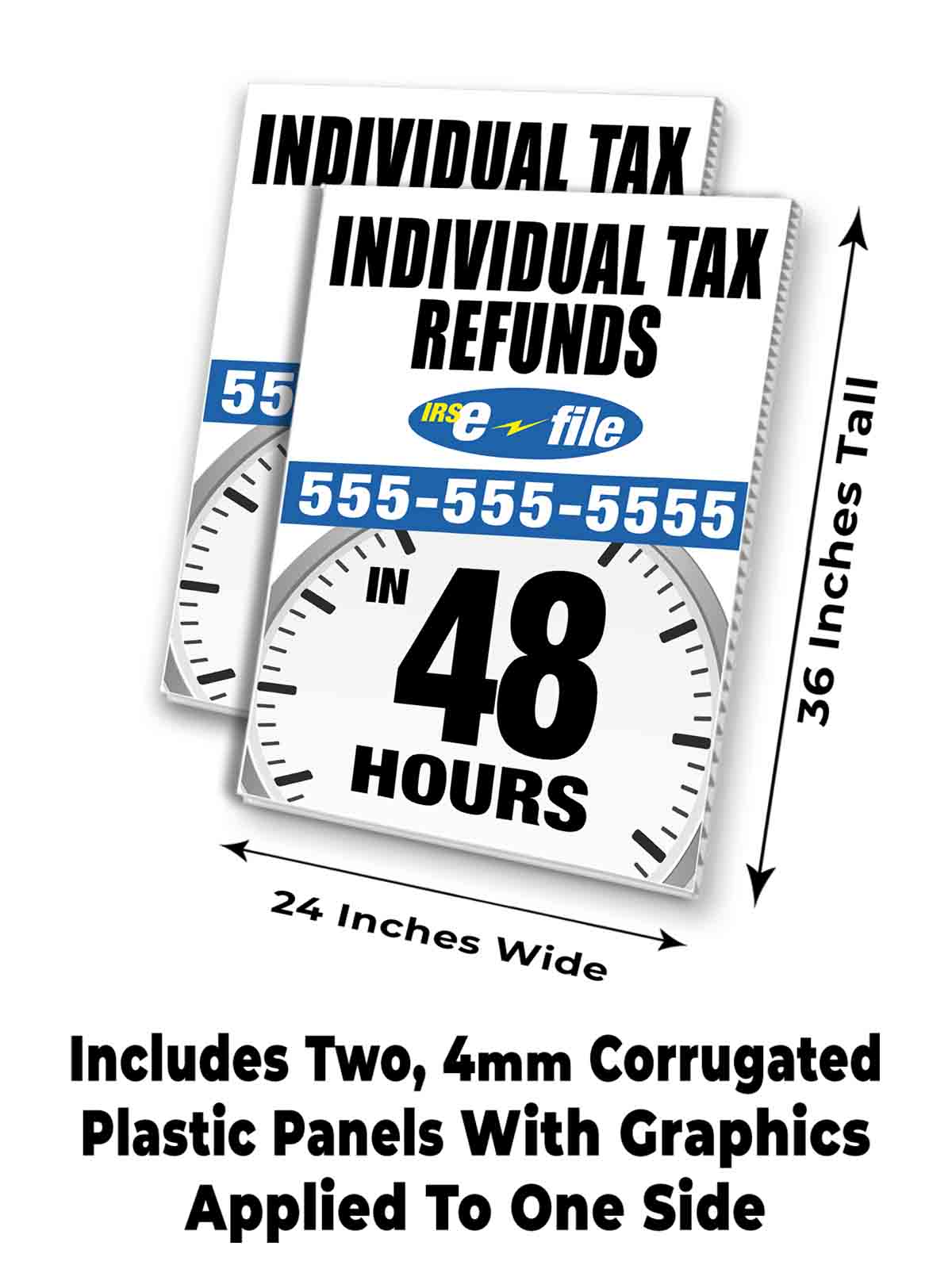CUSTOMIZABLE TAX REFUNDS Signicade 24x36 Aframe Sidewalk Sign Banner Decal - Picture 7 of 9