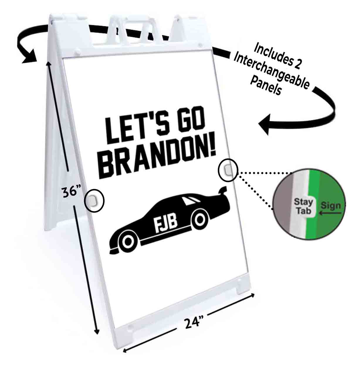 Let S Go Brandon Signicade 24x36 Aframe Sidewalk Sign Banner Decal Fjb Nascar Ebay