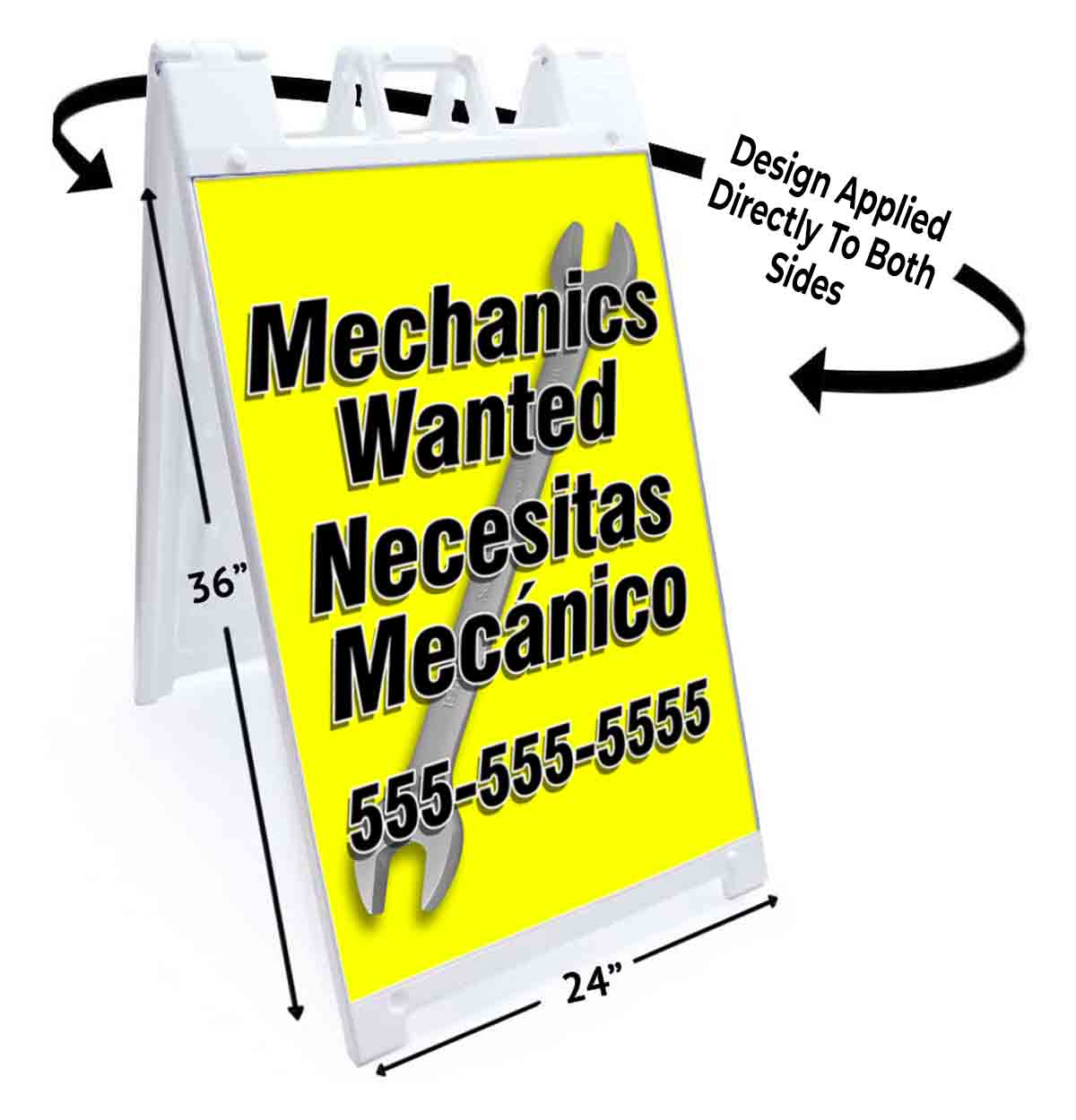 PHONE CUSTOMIZABLE MECHANICS Signicade 24x36 Aframe Sidewalk Sign Banner Decal - Picture 4 of 9