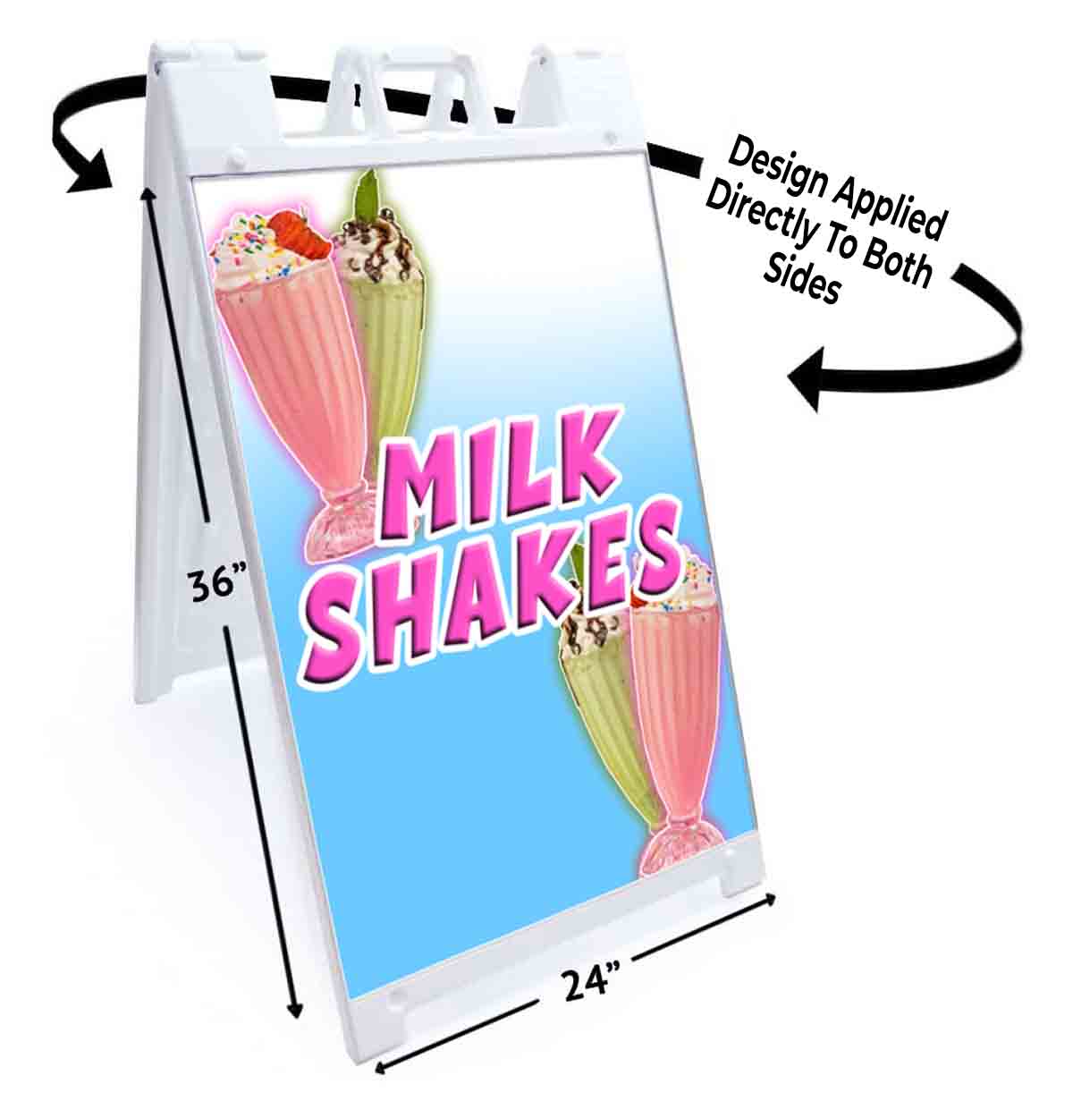 MILK SHAKES Signicade 24×36 Aframe Sidewalk Sign Banner Decal ICE-CREAM TREATS