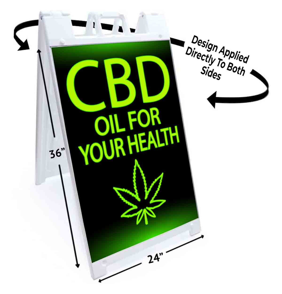 CBD OIL HEALTH Signicade 24×36 Aframe Sidewalk Sign Banner Decal HOLISTIC