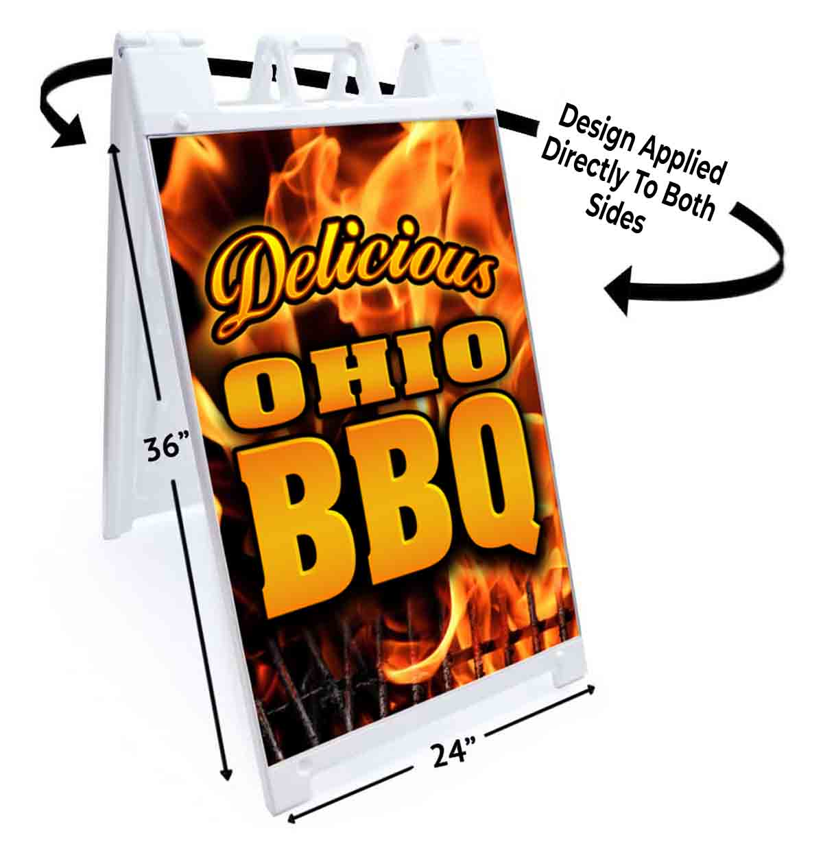 OHIO BBQ Signicade 24×36 Aframe Sidewalk Sign Banner Decal BARBEQUE FOOD