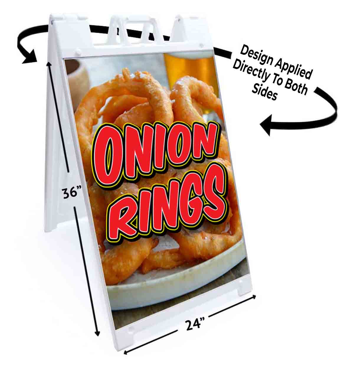 ONION RINGS Signicade 24×36 Aframe Sidewalk Sign Banner Decal FOOD