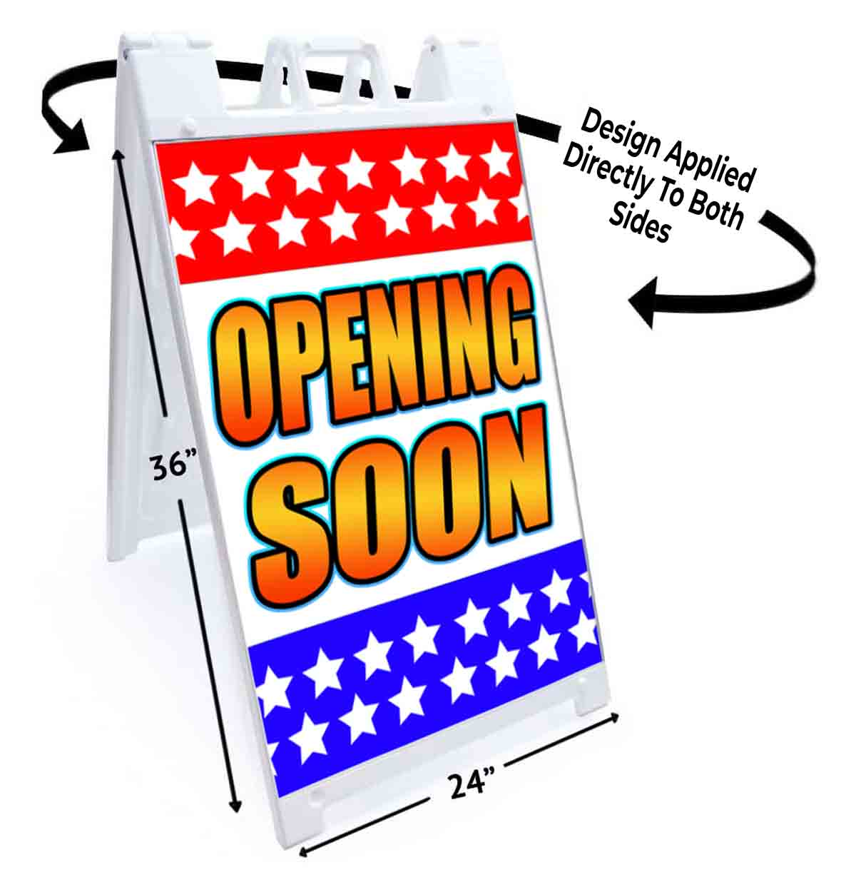 OPENING SOON STARS STRIPES Signicade 24×36 Aframe Sidewalk Sign Banner Decal USA