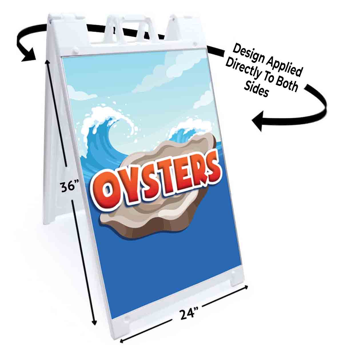 OYSTERS Signicade 24×36 Aframe Sidewalk Decal Sign Banner FOOD SEAFOOD FISH