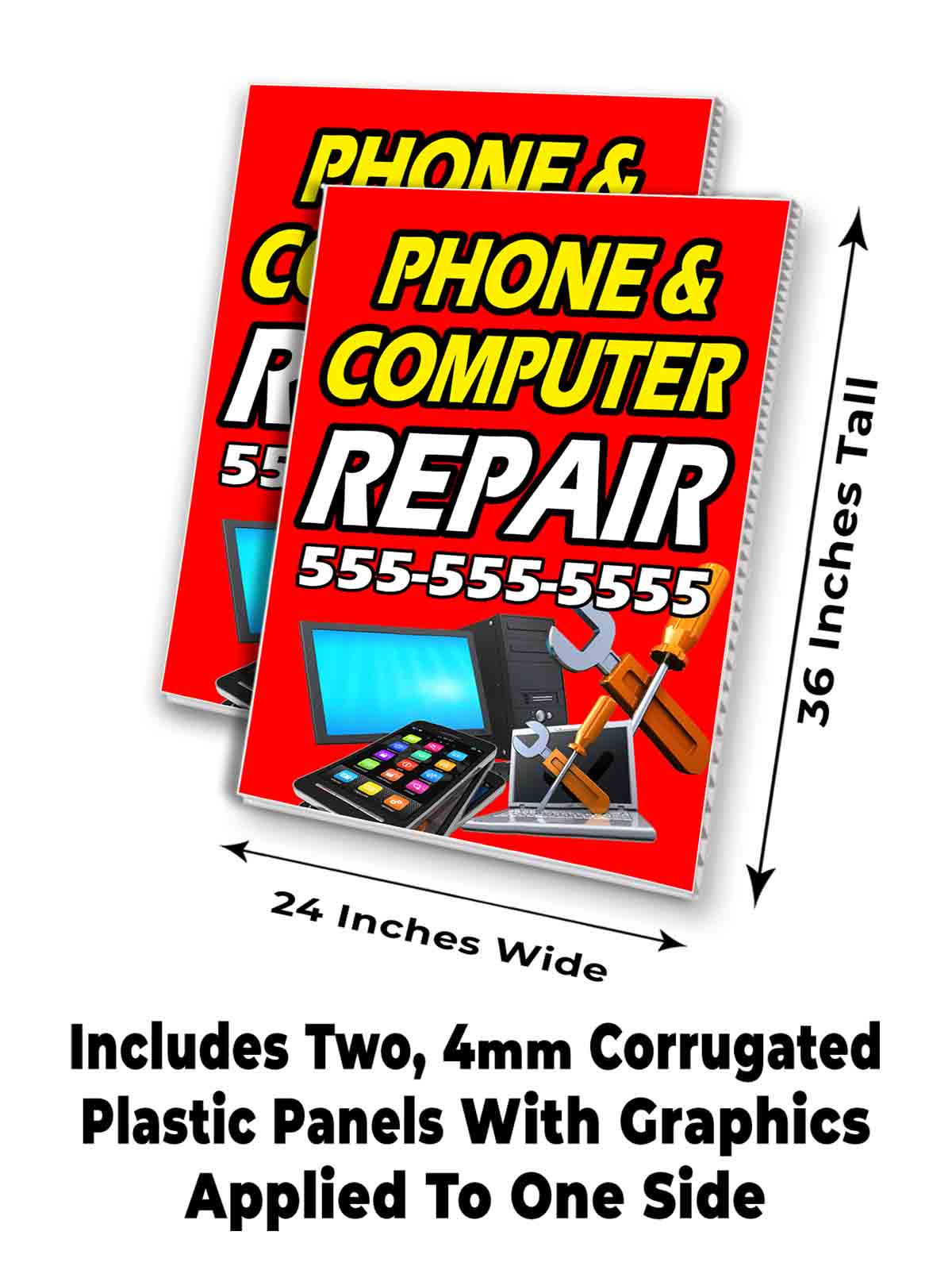 CUSTOMIZABLE COMPUTER REPAIR Signicade 24x36 Aframe Sidewalk Sign Banner Decal - Picture 7 of 9