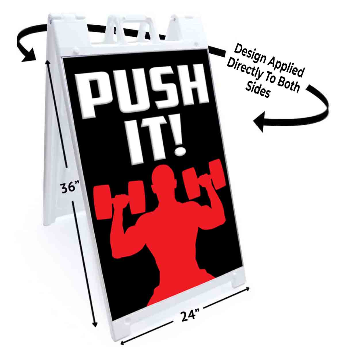 PUSH IT Signicade 24×36 Aframe Sidewalk Sign Banner Decal FITNESS MOTIVATION
