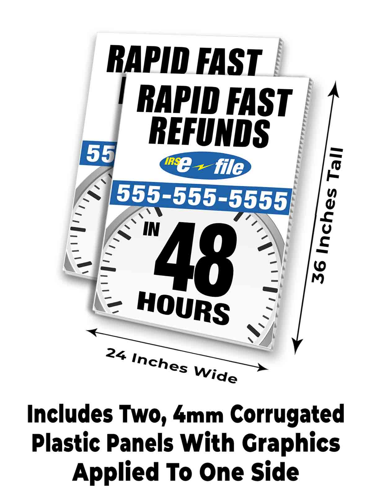 CUSTOMIZABLE REFUNDS 48 HOURS Signicade 24x36 Aframe Sidewalk Sign Banner Decal - Picture 7 of 9