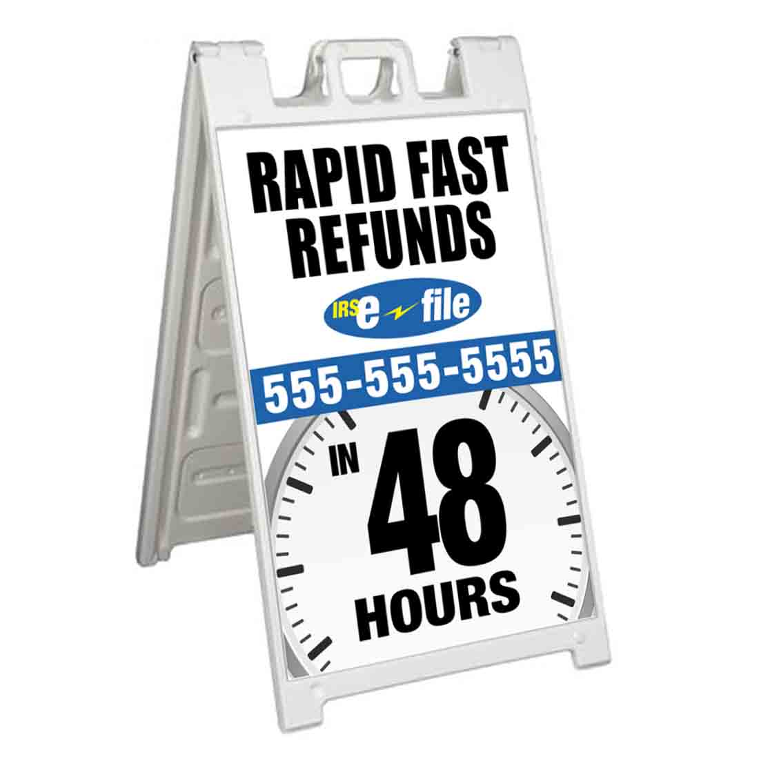 CUSTOMIZABLE REFUNDS 48 HOURS Signicade 24x36 Aframe Sidewalk Sign Banner Decal - Picture 4 of 9