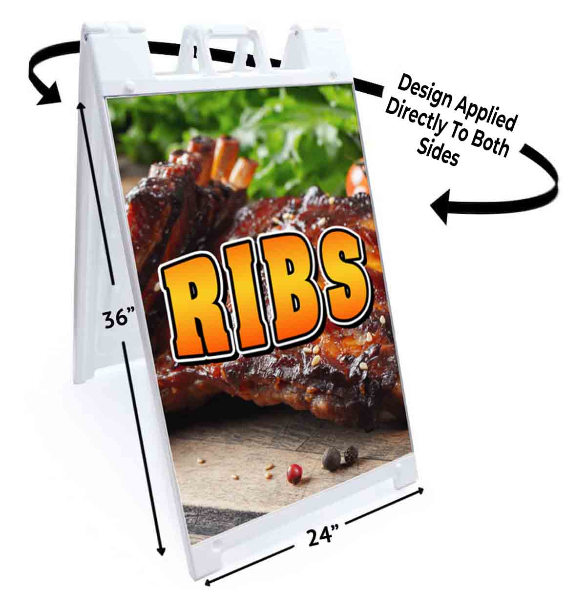 RIBS Signicade 24×36 Aframe Sidewalk Sign Banner Decal FOOD