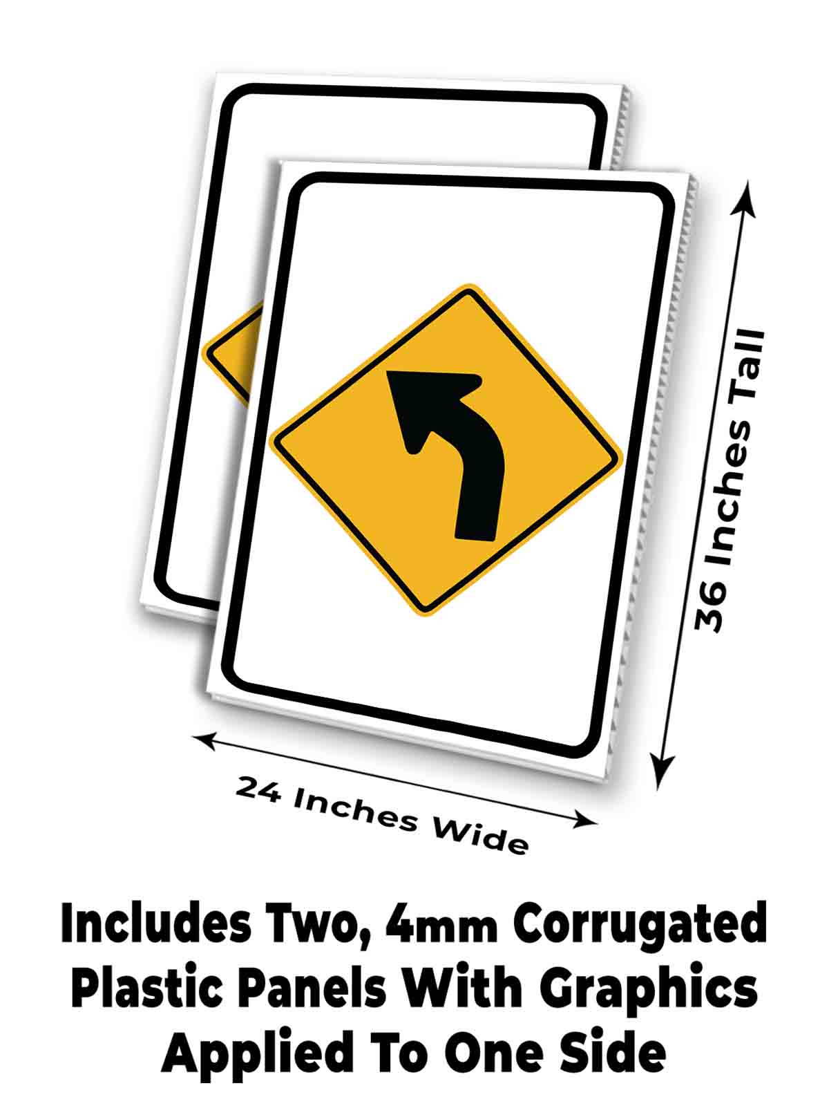 LEFT CURVE AHEAD Signicade 24x36 Aframe Sidewalk Sign Banner Decal STREET ROAD - Picture 7 of 9