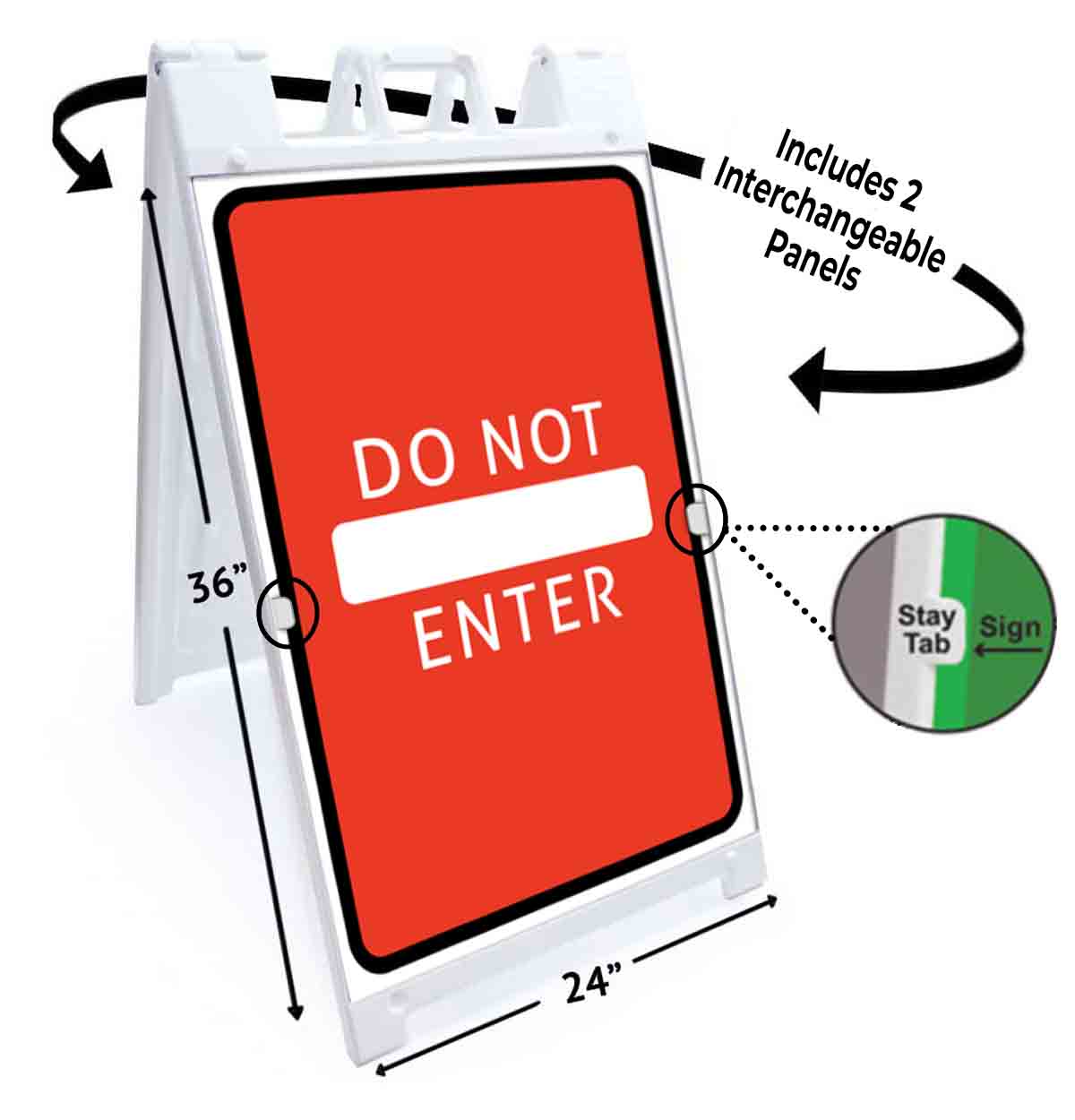 DO NOT ENTER Signicade 24x36 Aframe Sidewalk Sign Banner Decal WARNING - Picture 5 of 9