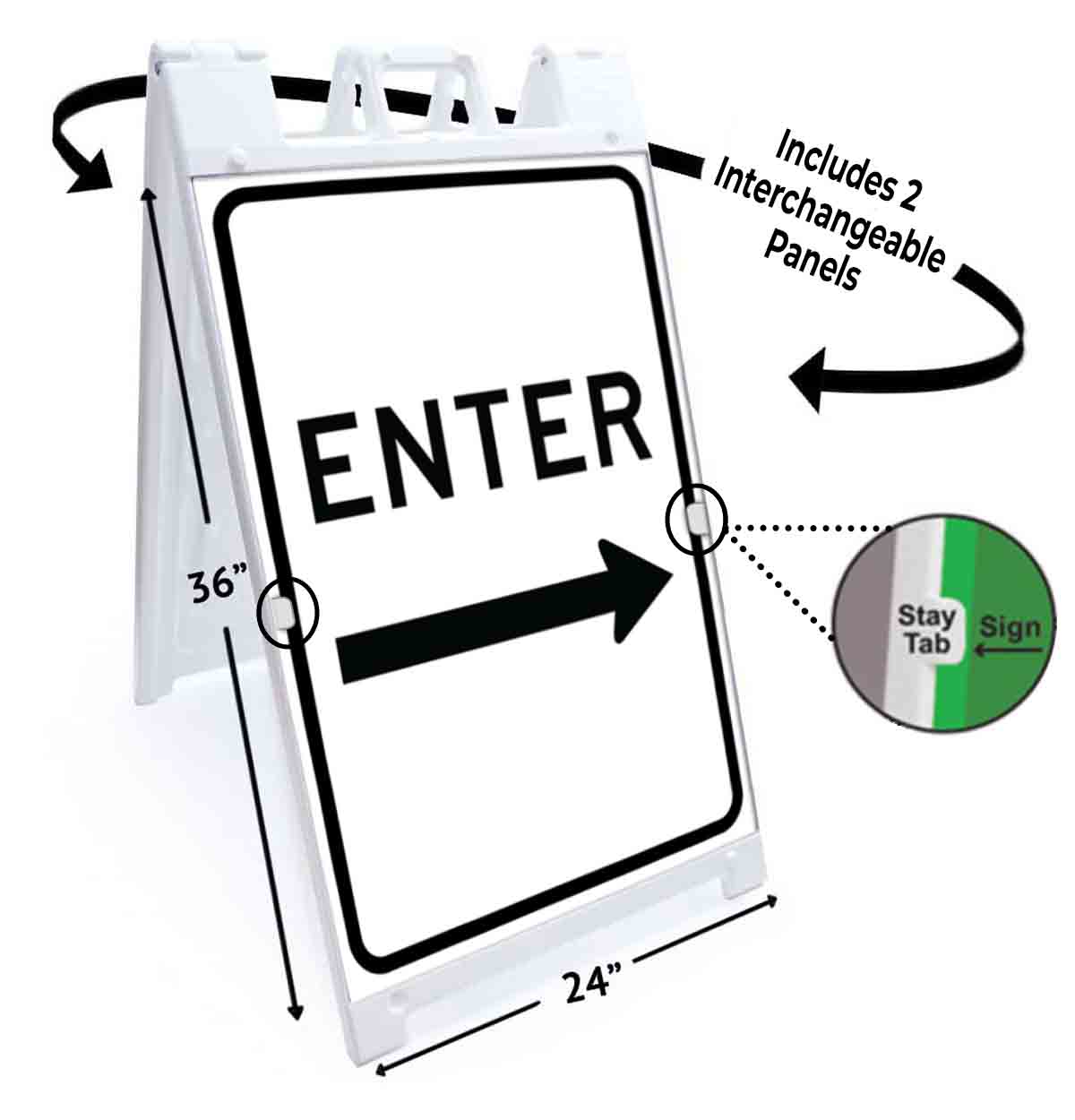 ENTER RIGHT ARROW Signicade 24x36 Aframe Sidewalk Sign Banner Decal DIRECTIONAL - Picture 5 of 9