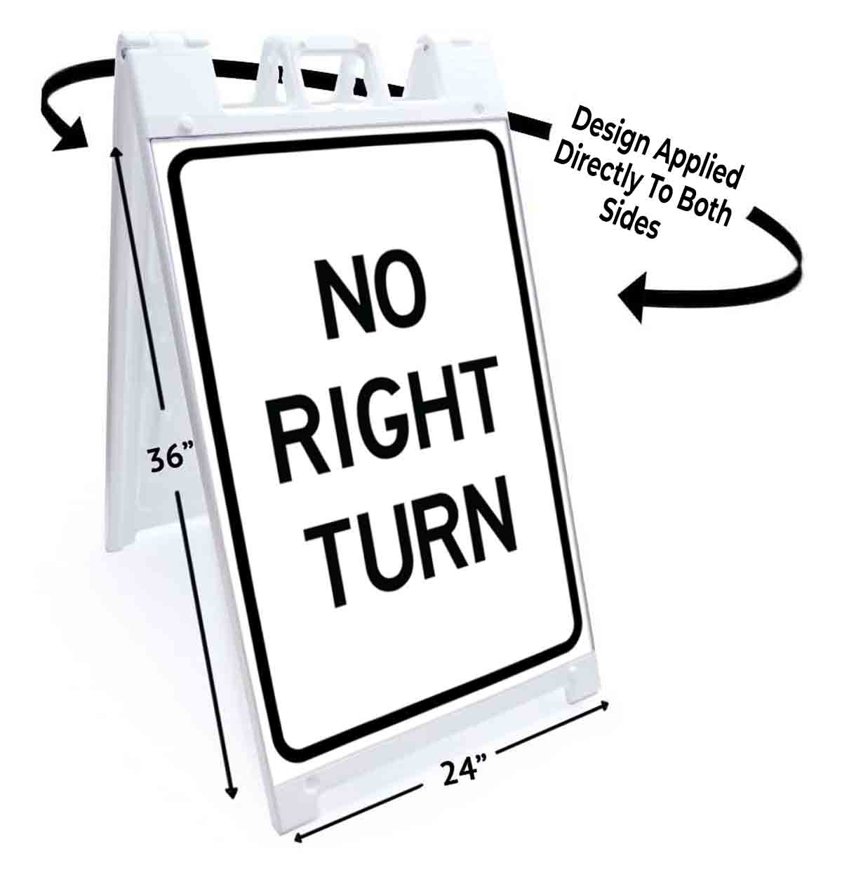 NO RIGHT TURN Signicade 24×36 Aframe Sidewalk Sign Banner Decal DIRECTIONAL