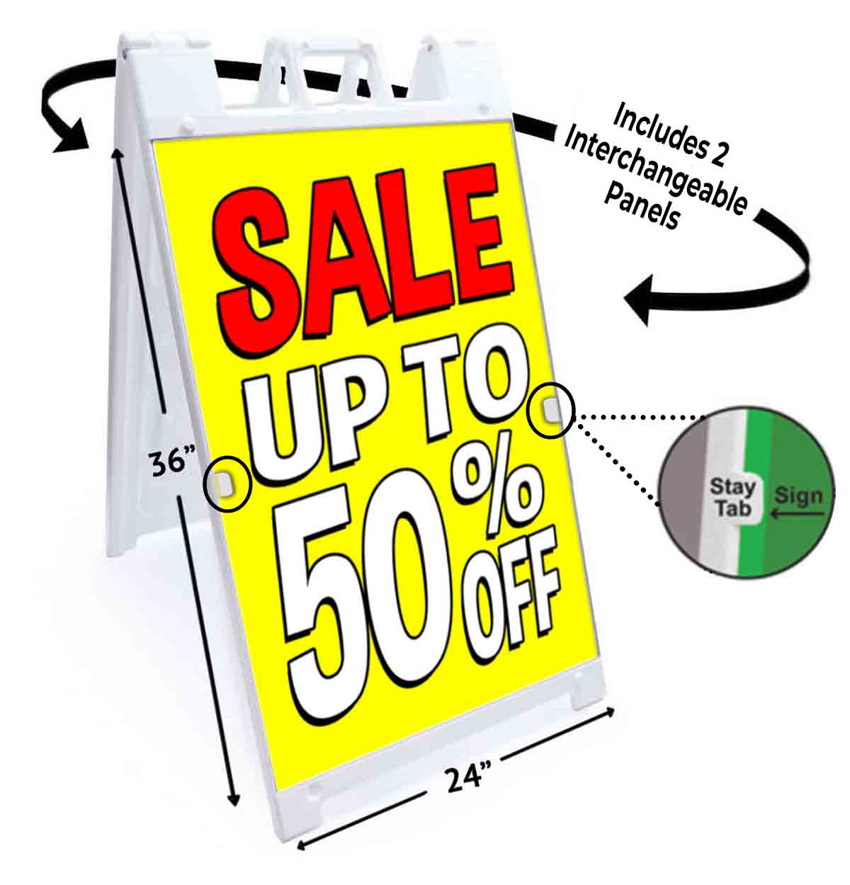 SALE UP TO 50% OFF Signicade 24x36 Aframe Sidewalk Sign Banner Decal DISCOUNT - Picture 5 of 9