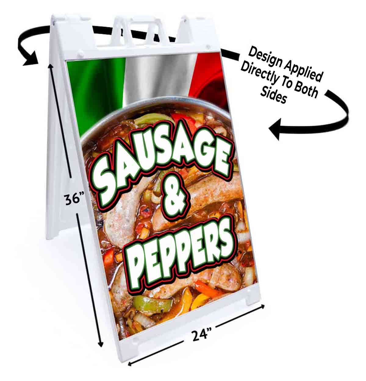 SAUSAGE PEPPERS Signicade 24×36 Aframe Sidewalk Sign Banner Decal FOOD MEAL MEAT