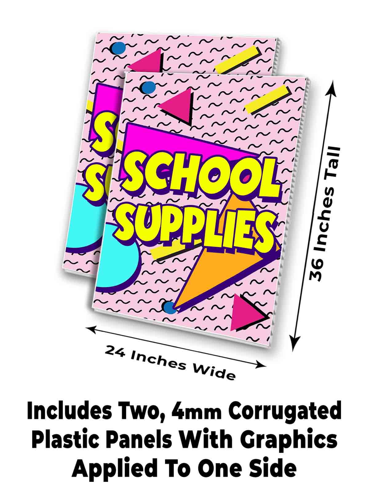 SCHOOL SUPPLIES Signicade 24x36 Aframe Sidewalk Sign Banner Decal PINK 80S - Picture 7 of 9