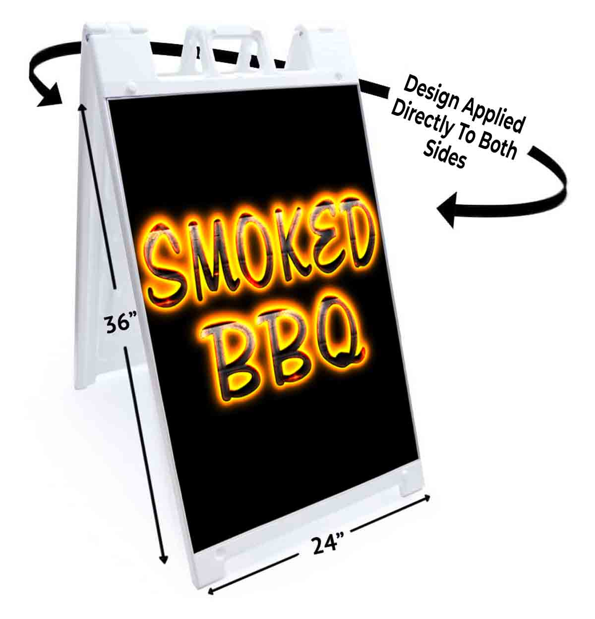SMOKED BBQ Signicade 24×36 Aframe Sidewalk Sign Banner Decal BARBEQUE FOOD