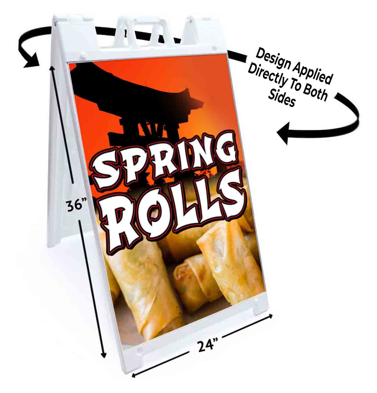 SPRING ROLLS Signicade 24×36 Aframe Sidewalk Sign Banner Decal ASIAN FOOD