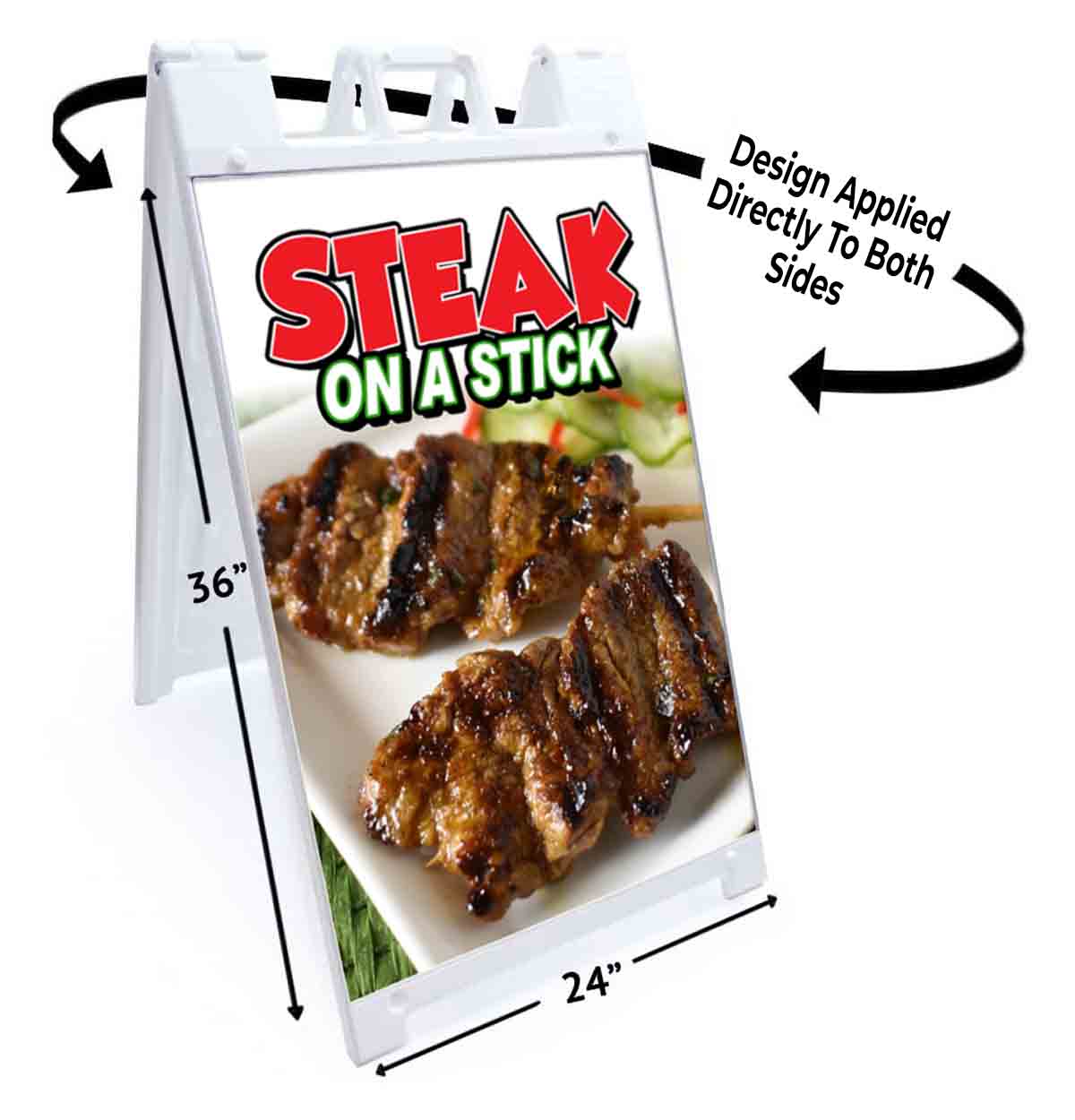 STEAK ON A STICK Signicade 24×36 Aframe Sidewalk Sign Banner Decal FOOD