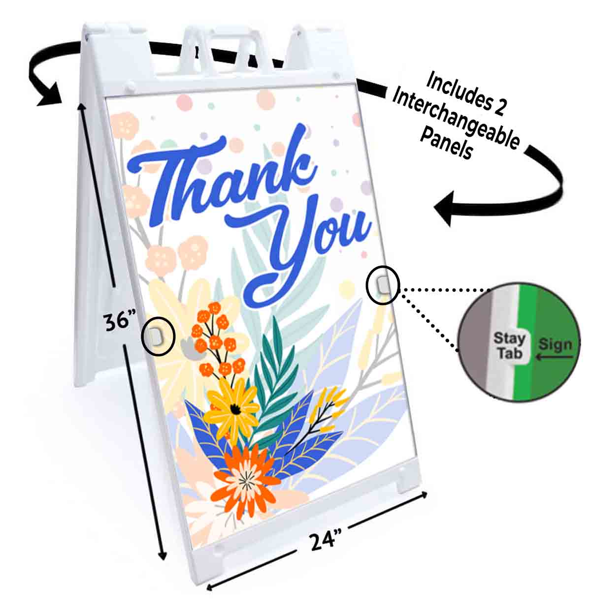 THANK YOU Signicade 24x36 Aframe Sidewalk Decal Sign Banner THANKFUL GRATEFUL - Picture 5 of 9
