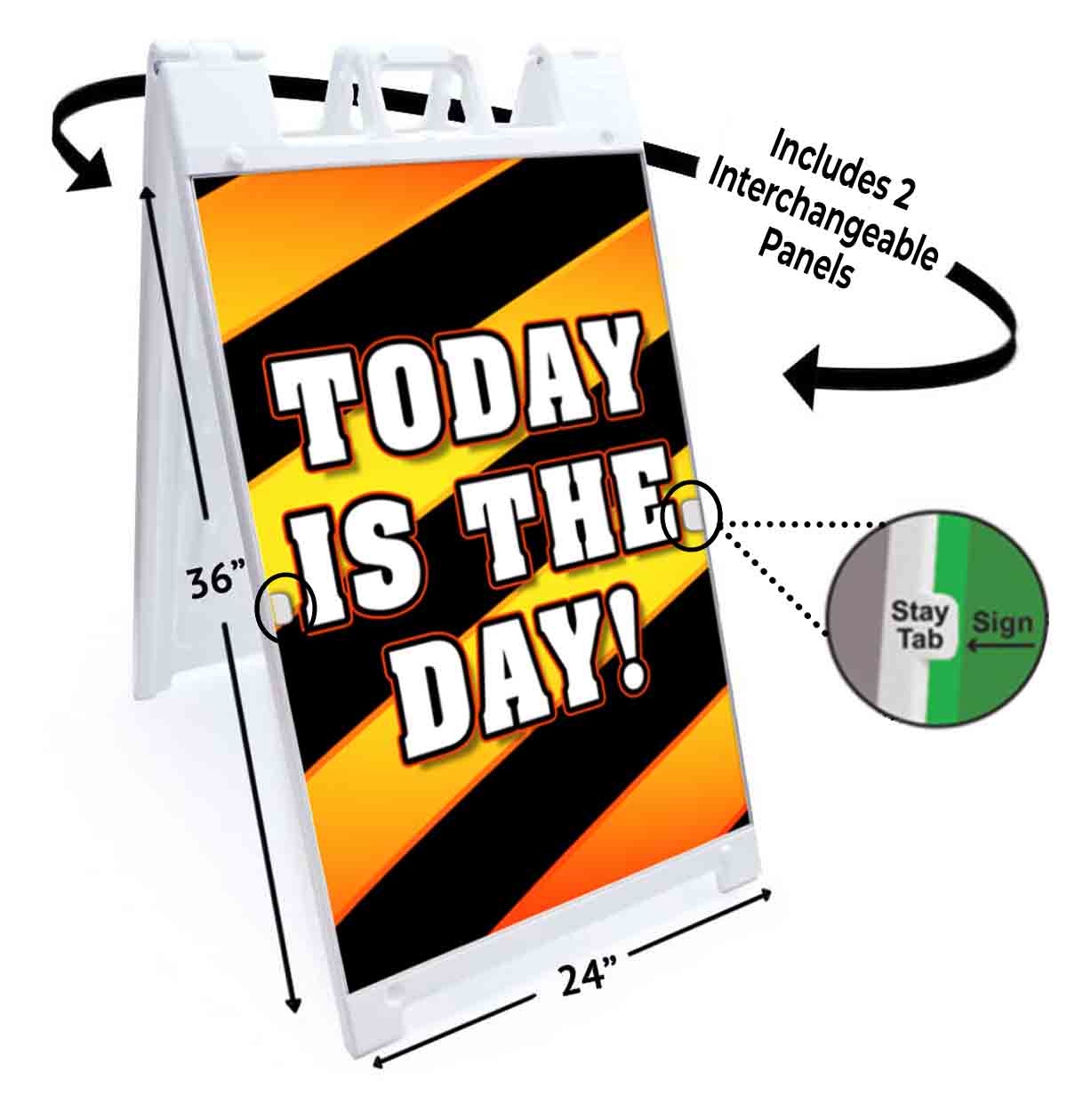 TODAY IS THE DAY Signicade 24x36 Aframe Sidewalk Decal Sign Banner MOTIVATE - Picture 5 of 9