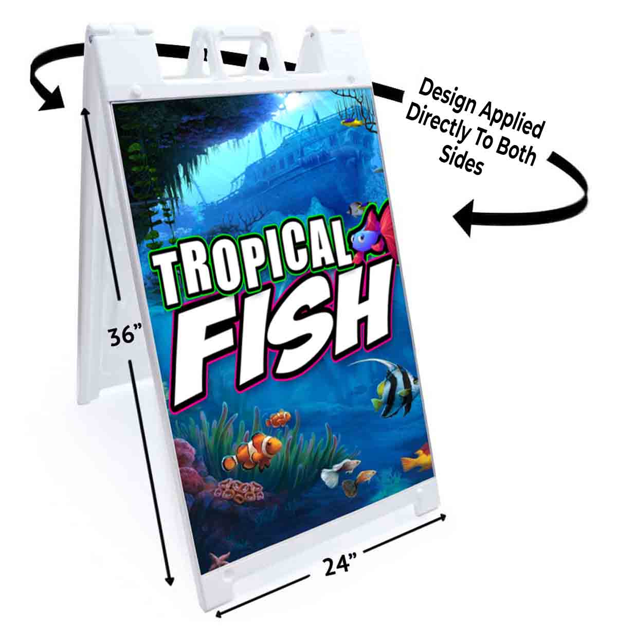 TROPICAL FISH Signicade 24×36 Aframe Sidewalk Decal Sign Banner ANIMAL SHRIMP