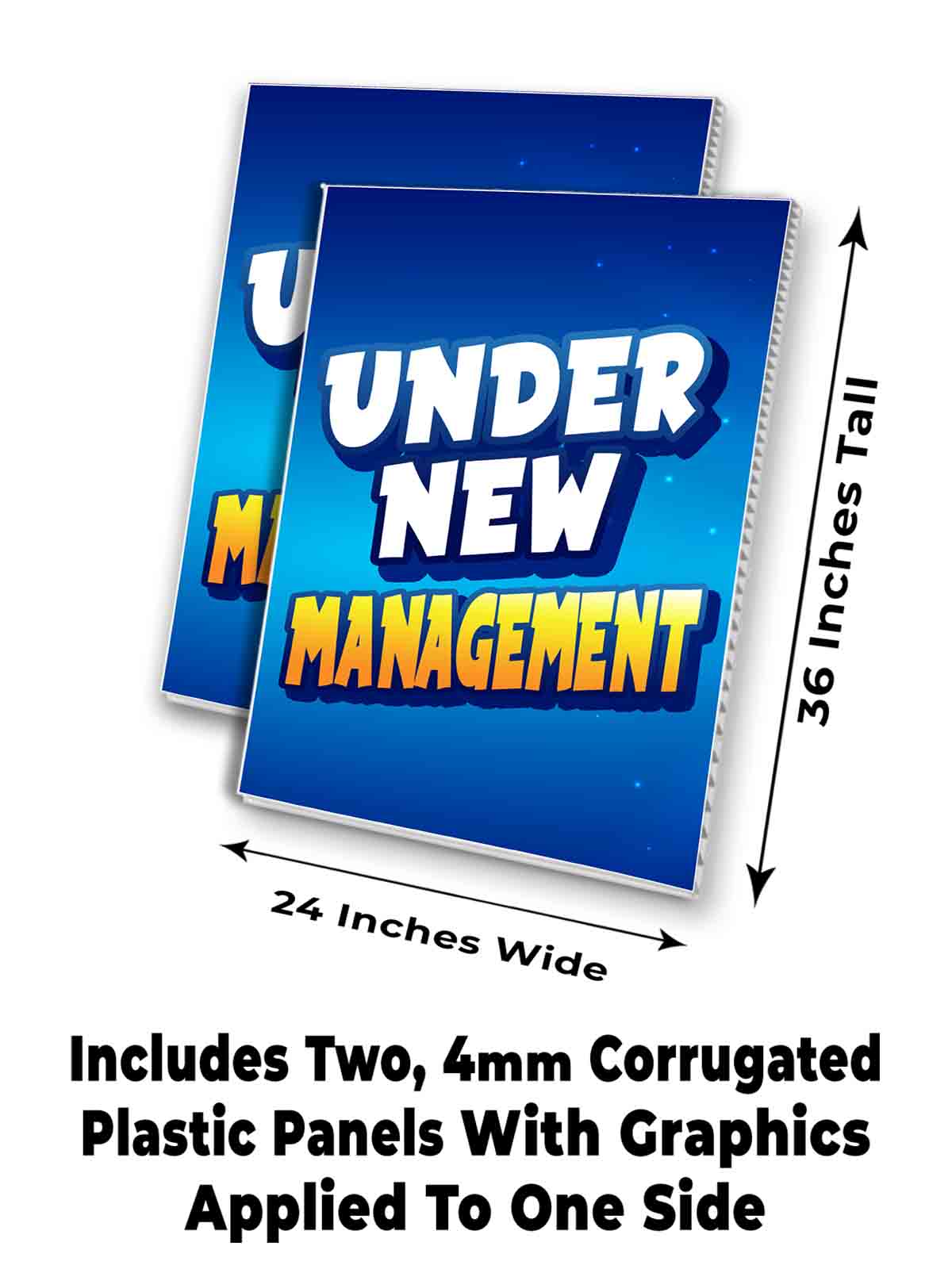UNDER NEW MANAGEMENT Signicade 24x36 Aframe Sidewalk Sign Banner Decal - Picture 7 of 9