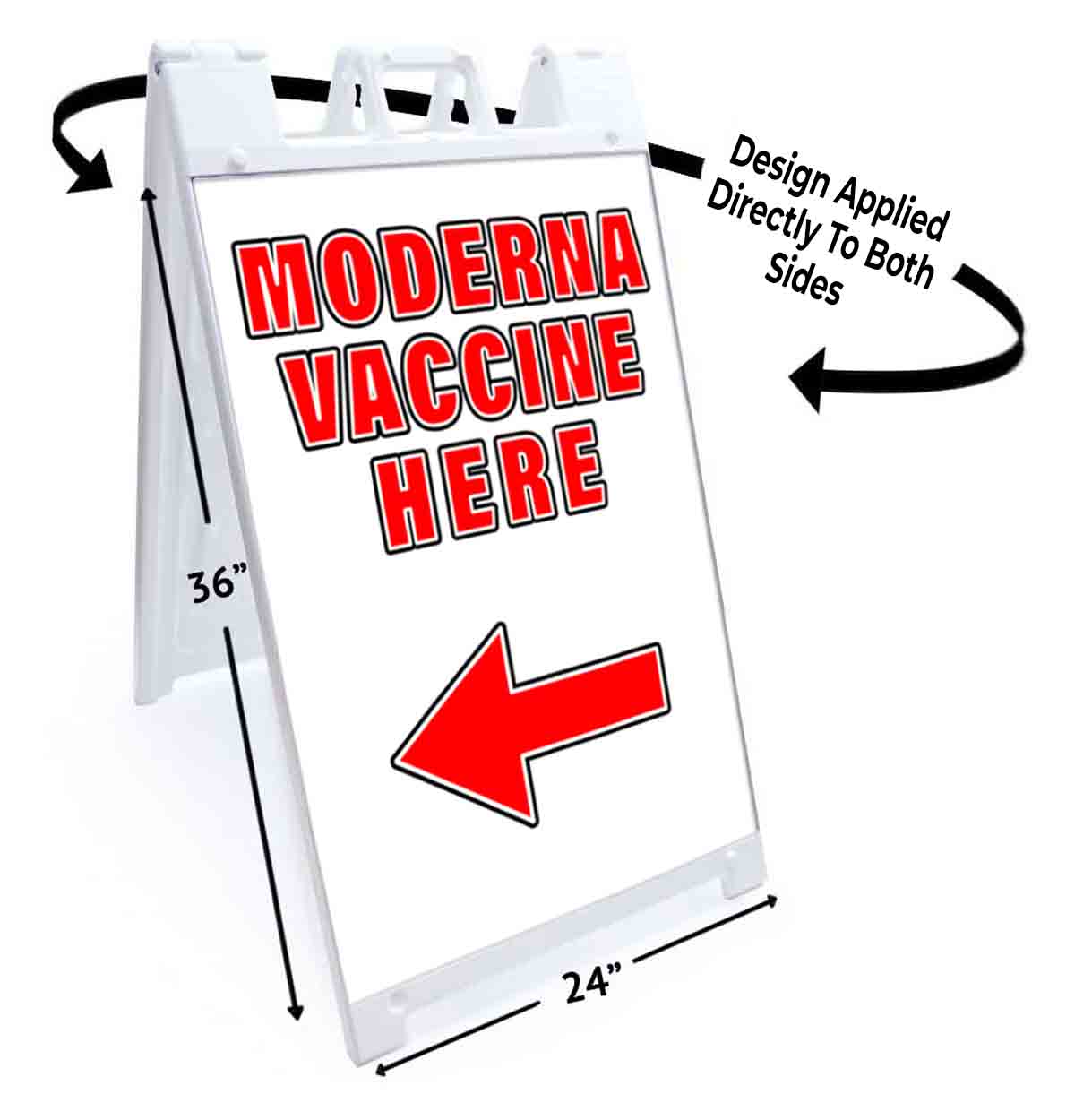 VACCINE HERE LEFT Signicade 24×36 Aframe Sidewalk Decal Sign Banner MEDICAL