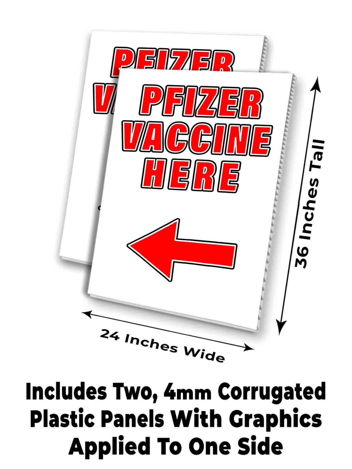 VACCINE HERE PFIZER LEFT Signicade 24x36 Aframe Sidewalk Decal Sign Banner FLU - Picture 7 of 9