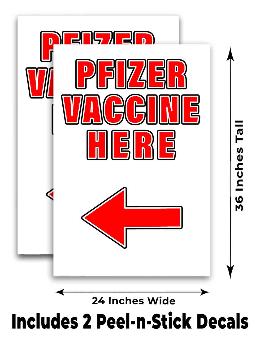 VACCINE HERE PFIZER LEFT Signicade 24x36 Aframe Sidewalk Decal Sign Banner FLU - Picture 6 of 9