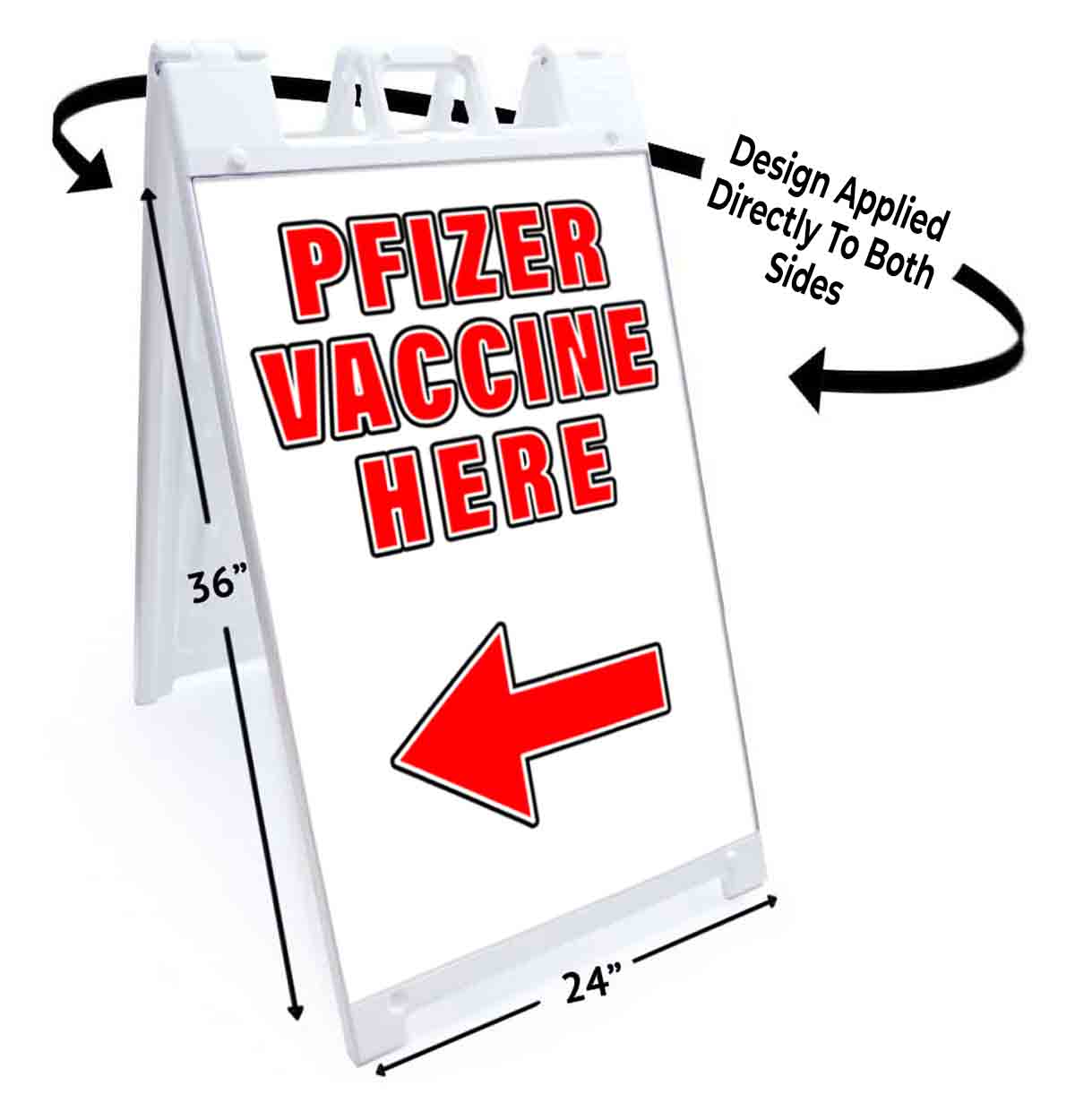 VACCINE HERE PFIZER LEFT Signicade 24x36 Aframe Sidewalk Decal Sign Banner FLU - Picture 4 of 9