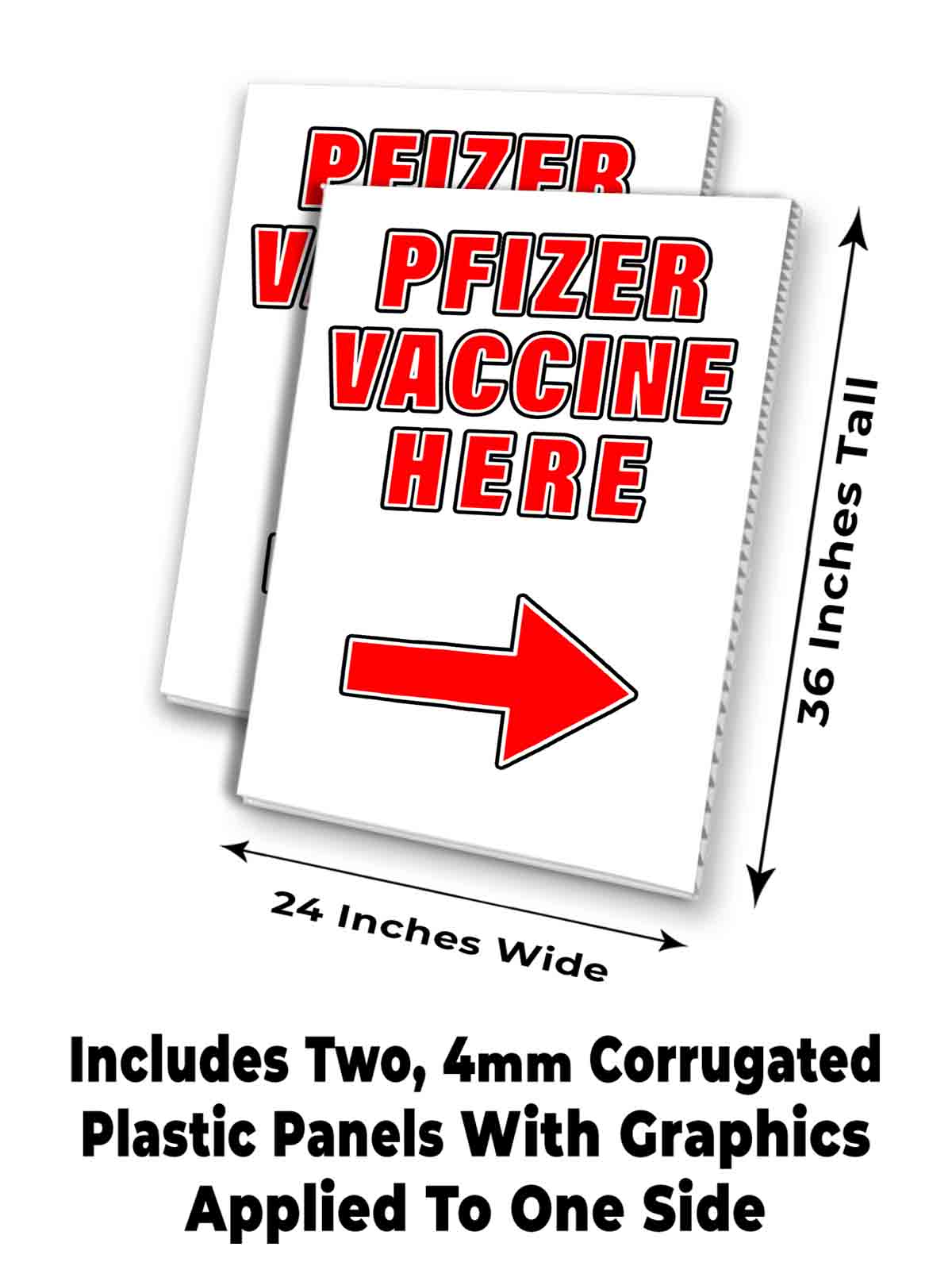 VACCINE HERE PFIZER RIGHT Signicade 24x36 Aframe Sidewalk Decal Sign Banner FLU - Picture 7 of 9