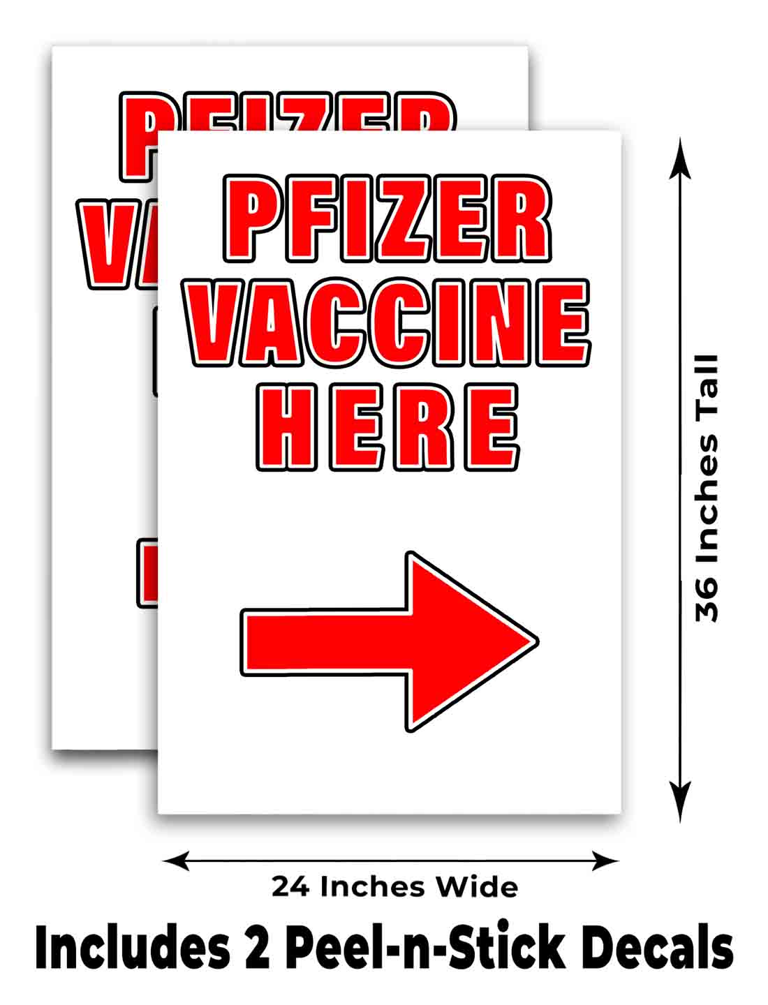 VACCINE HERE PFIZER RIGHT Signicade 24x36 Aframe Sidewalk Decal Sign Banner FLU - Picture 6 of 9