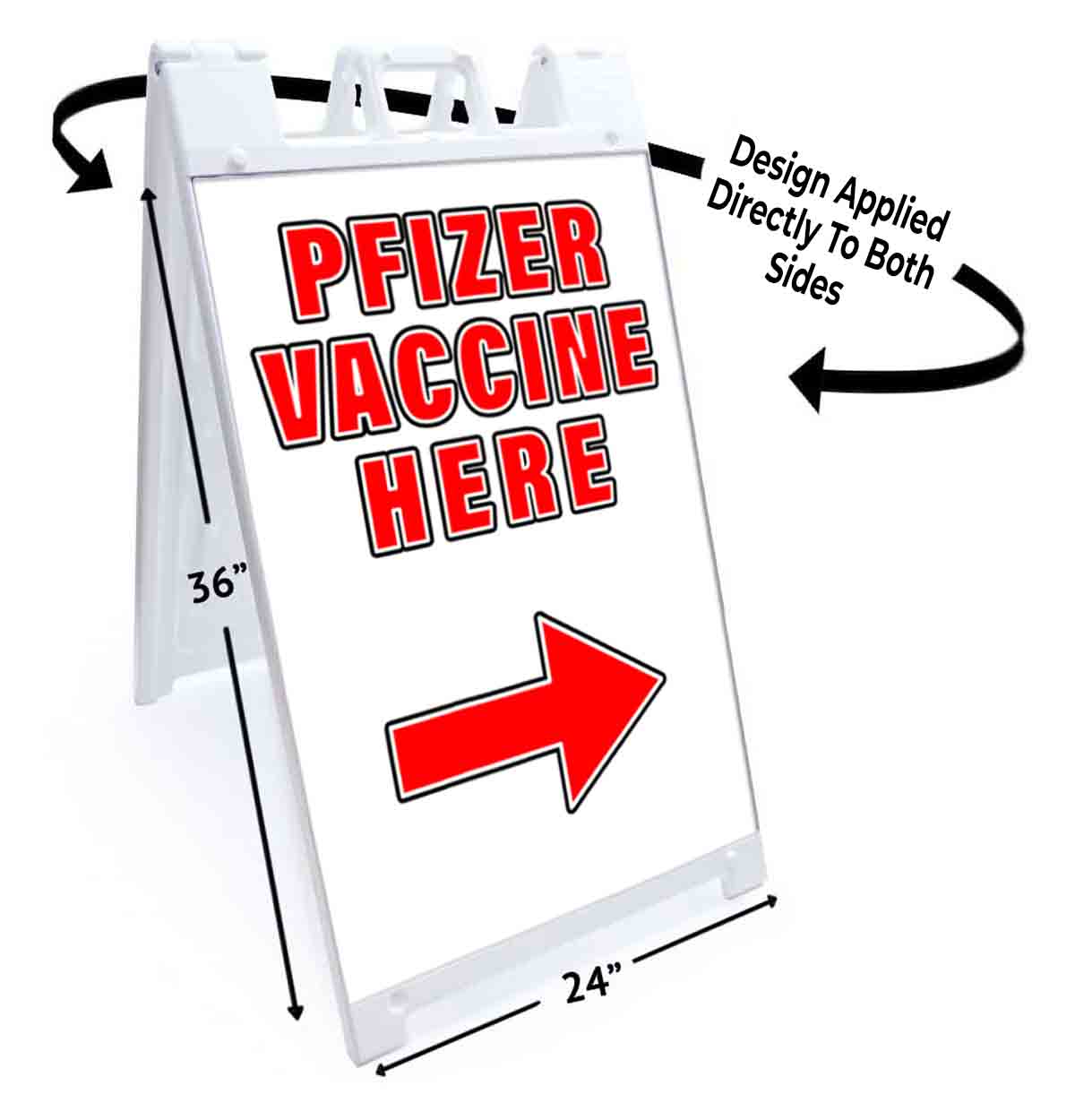 VACCINE HERE PFIZER RIGHT Signicade 24x36 Aframe Sidewalk Decal Sign Banner FLU - Picture 4 of 9