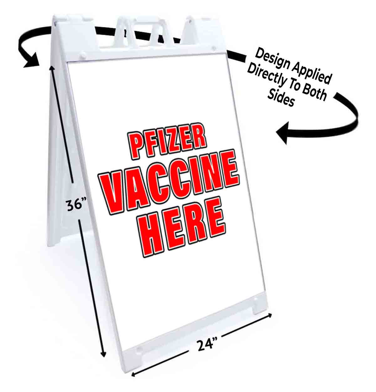 VACCINE HERE PFIZER Signicade 24×36 Aframe Sidewalk Decal Sign Banner MEDICAL