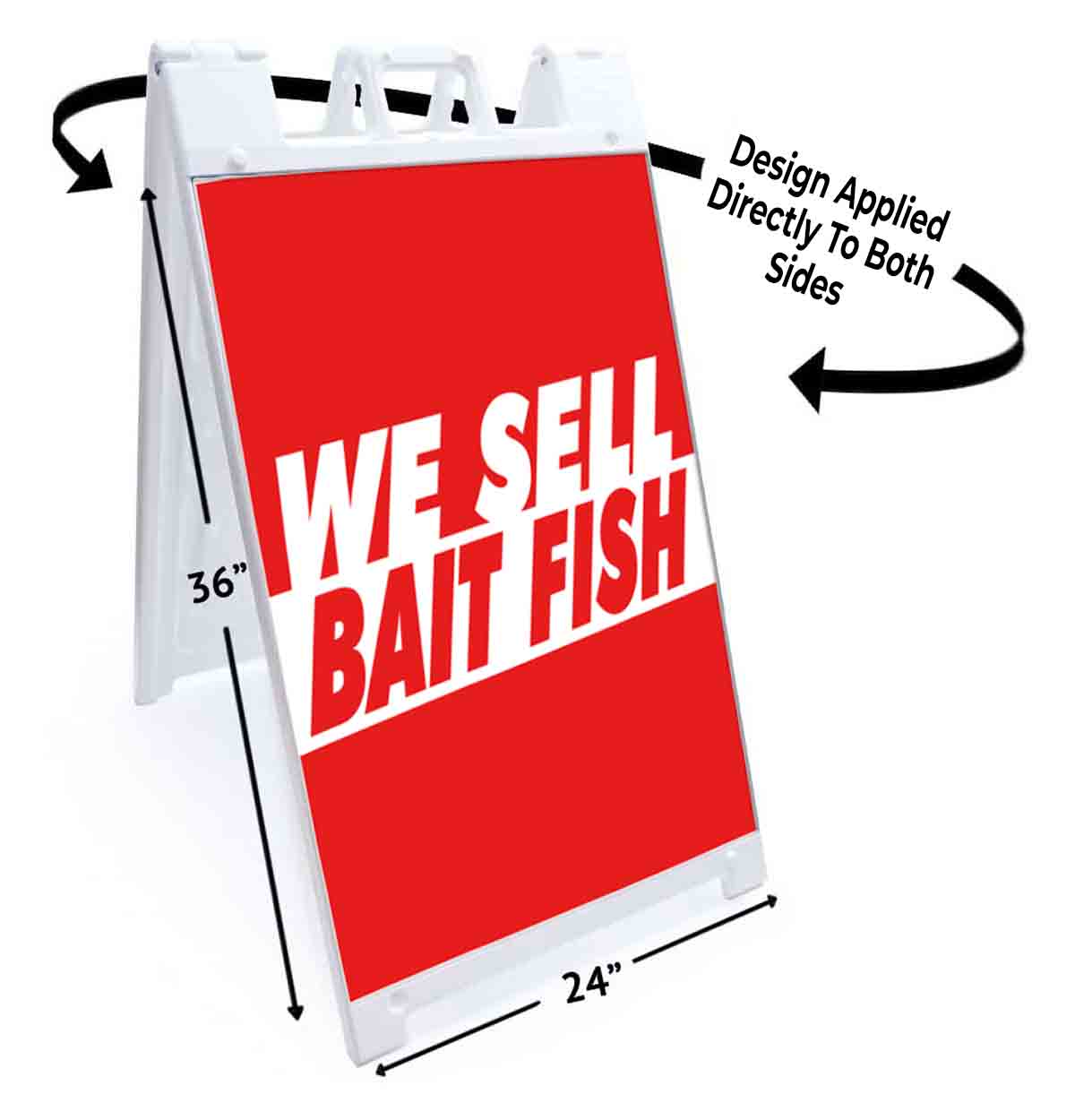 WE SELL BAIT FISH Signicade 24×36 Aframe Sidewalk Sign Banner Decal FISHING