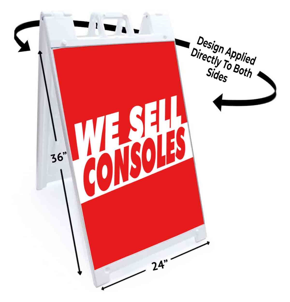 WE SELL CONSOLES Signicade 24×36 Aframe Sidewalk Sign Banner Decal VIDEO GAMES