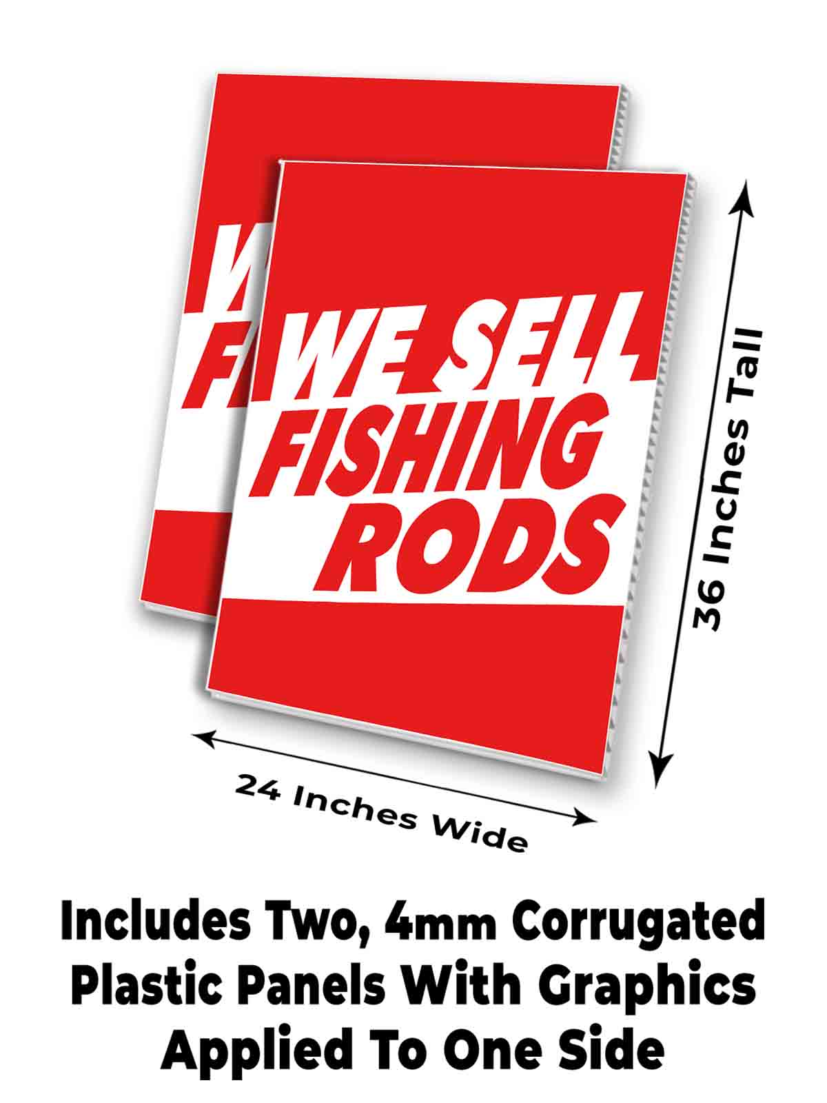 WE SELL FISHING ROD Signicade 24x36 Aframe Sidewalk Sign Banner Decal ...