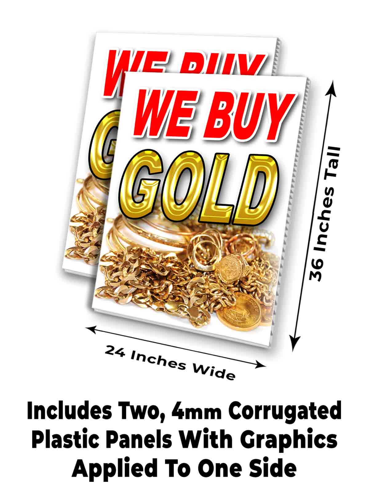 WE BUY GOLD Signicade 24x36 Aframe Sidewalk Sign Banner Decal PAWN SILVER - Picture 7 of 9