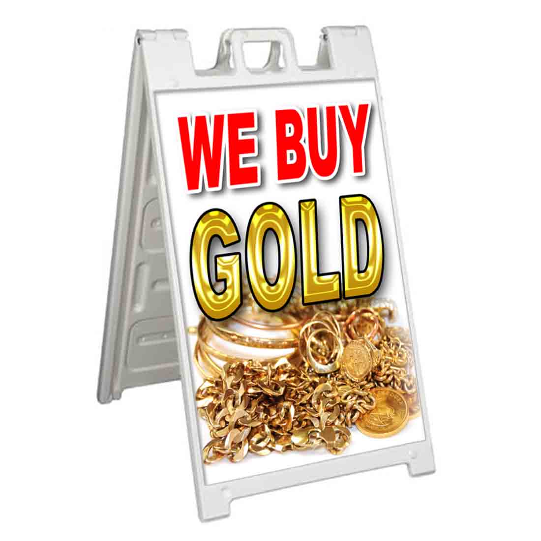 WE BUY GOLD Signicade 24x36 Aframe Sidewalk Sign Banner Decal PAWN SILVER - Picture 4 of 9