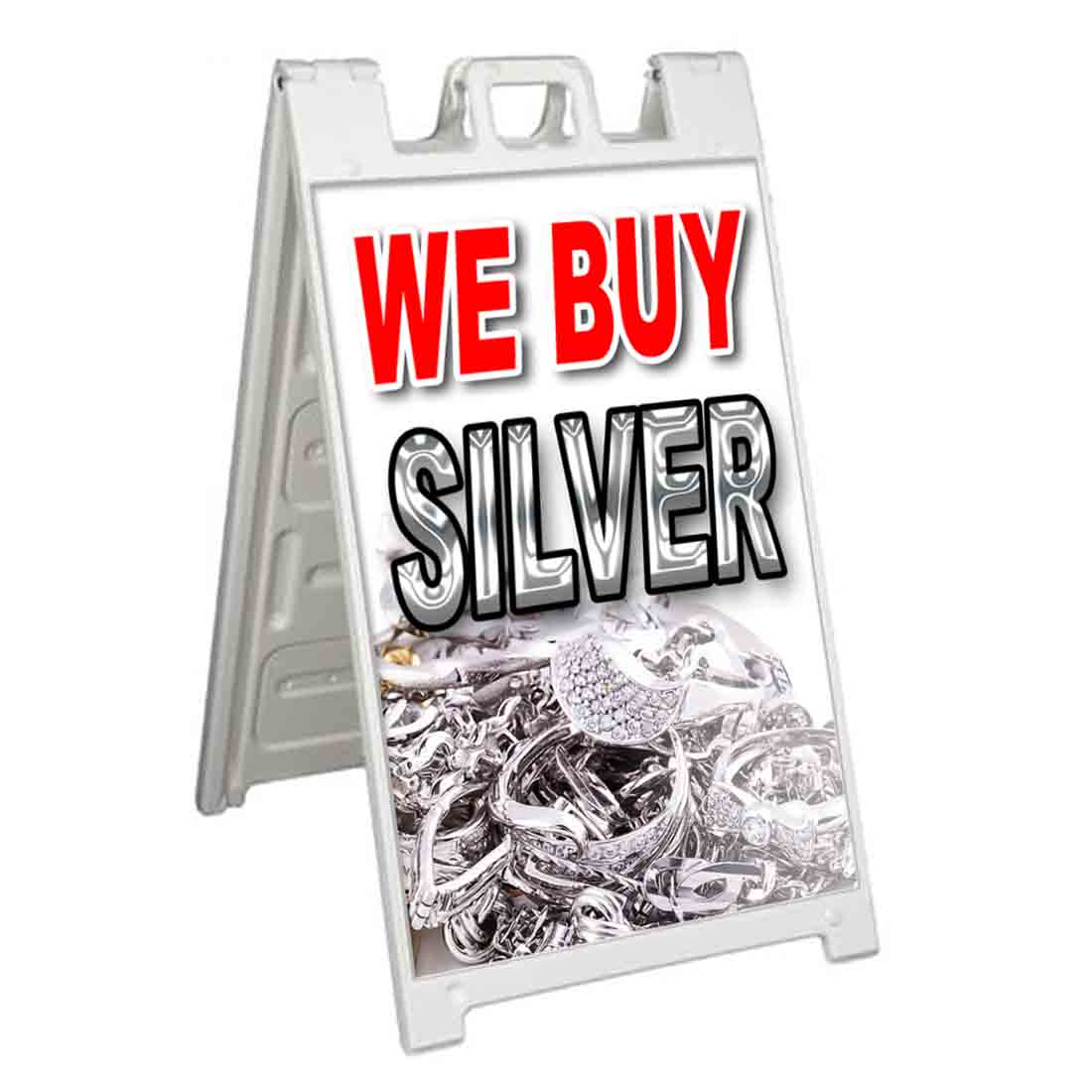 WE BUY SILVER Signicade 24×36 Aframe Sidewalk Sign Banner Decal PAWN GOLD