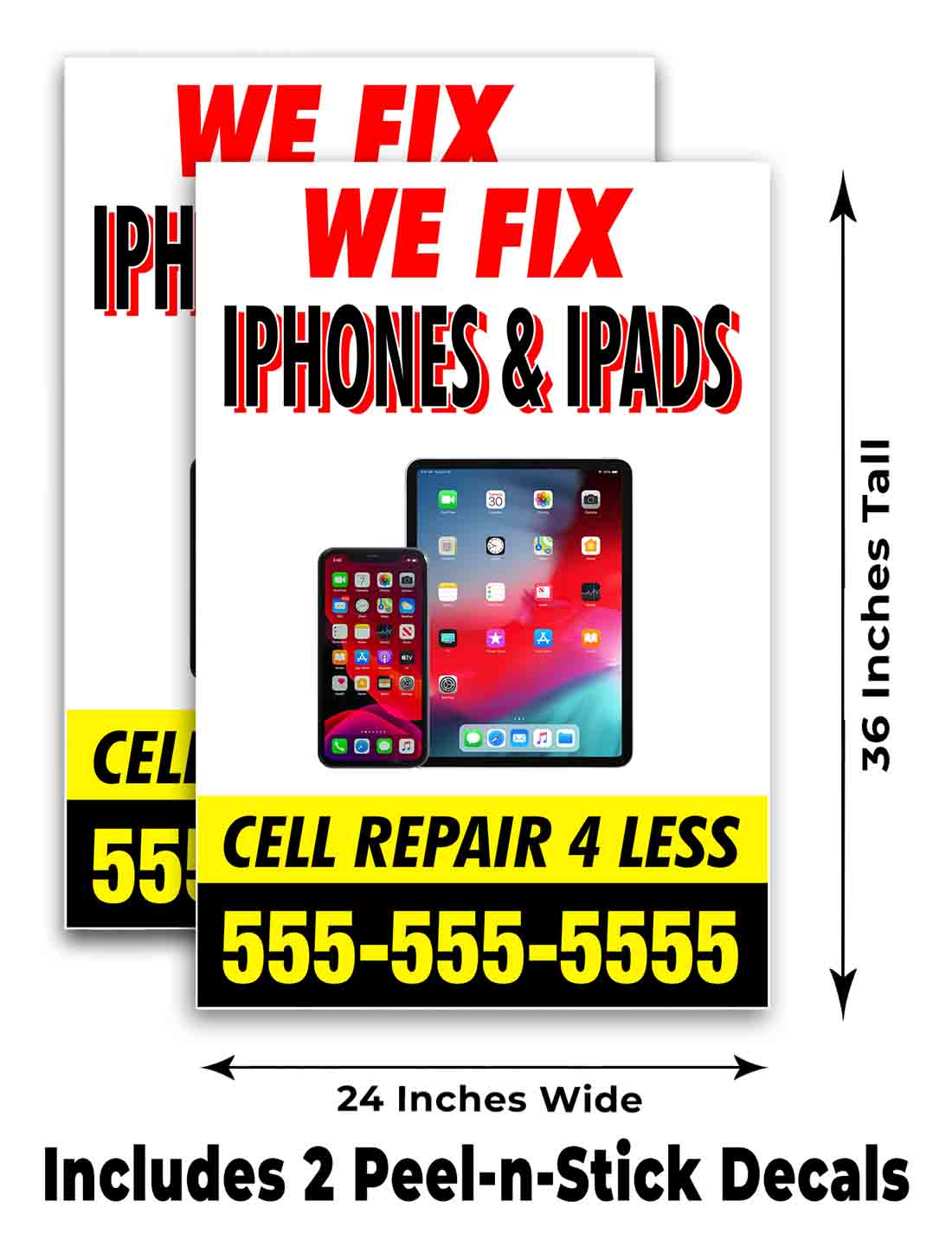 CUSTOMIZABLE WE FIX PHONES Signicade 24x36 Aframe Sidewalk Sign Banner Decal - Picture 6 of 9