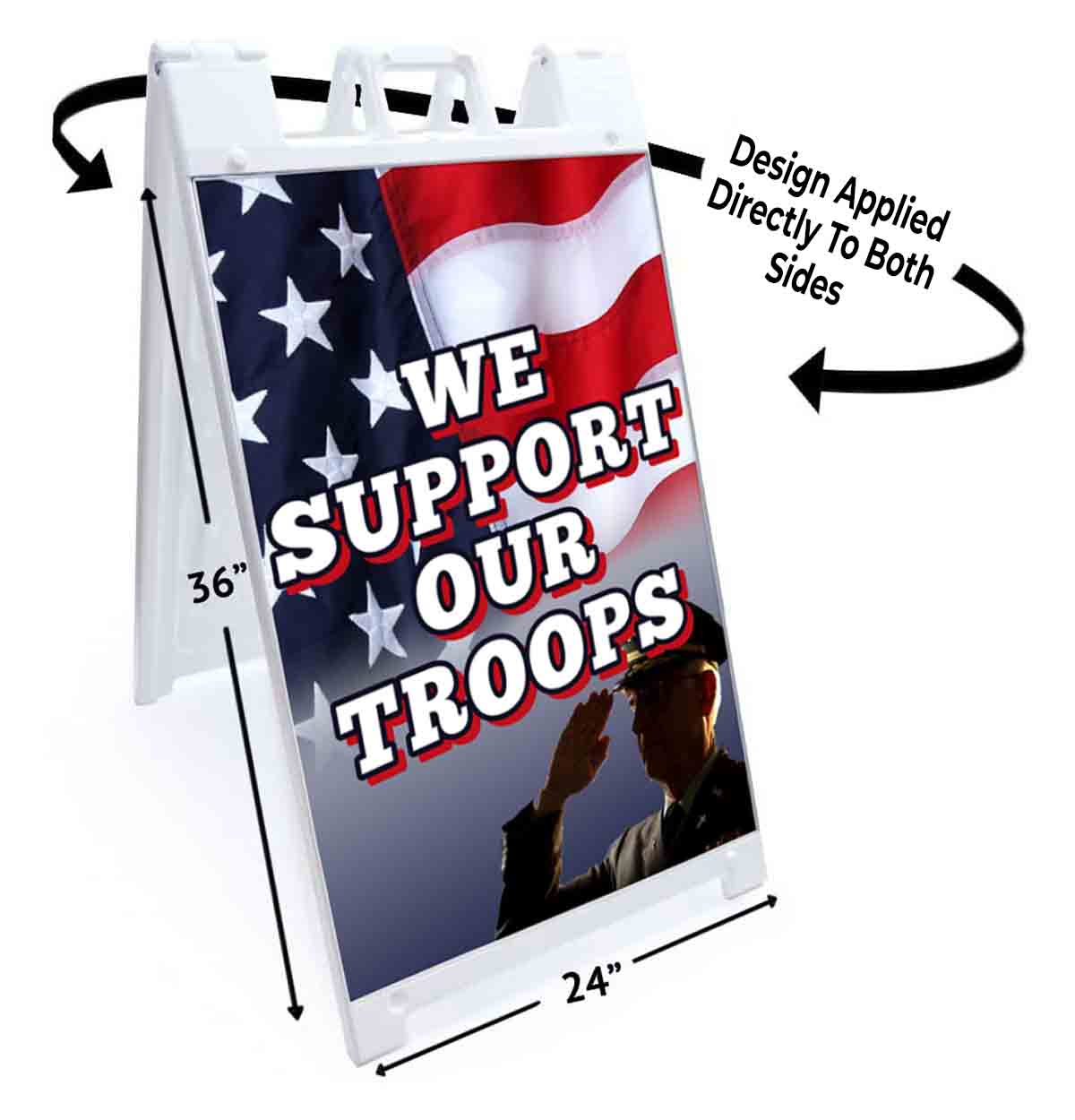 WE SUPPORT TROOPS Signicade 24×36 Aframe Sidewalk Decal Sign Banner MILITARY