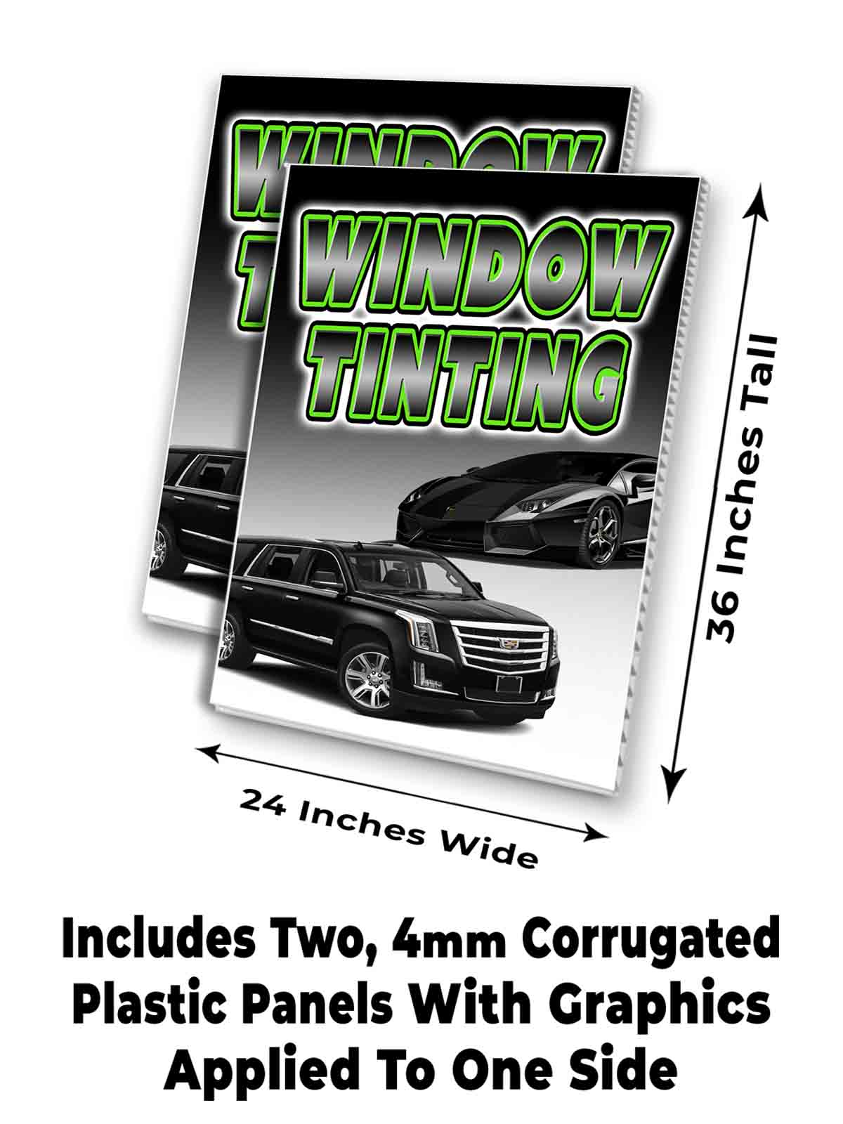 WINDOW TINT LAMBO Signicade 24x36 Aframe Sidewalk Decal Sign Banner CARS SUN - Picture 7 of 9