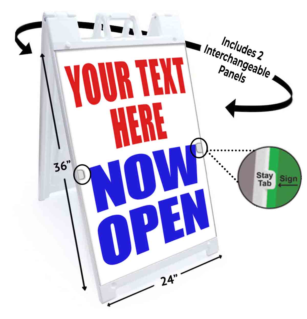 CUSTOMIZABLE NOW OPEN Signicade 24x36 Aframe Sidewalk Sign Banner Decal - Picture 3 of 7
