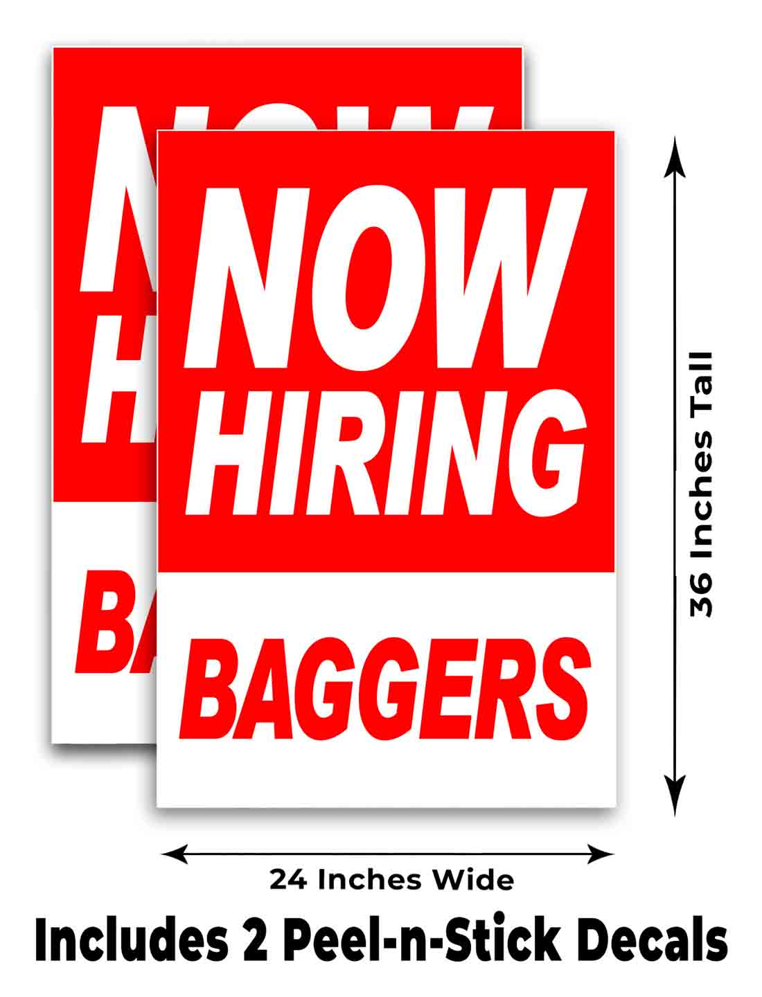 NOW HIRING BAGGERS Signicade 24x36 Aframe Sidewalk Sign Banner Decal