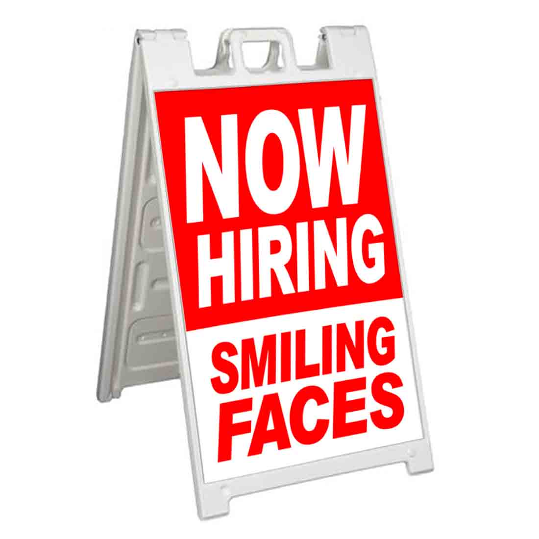 NOW HIRING SMILING FACES Signicade 24×36 Aframe Sidewalk Sign Banner Decal JOBS